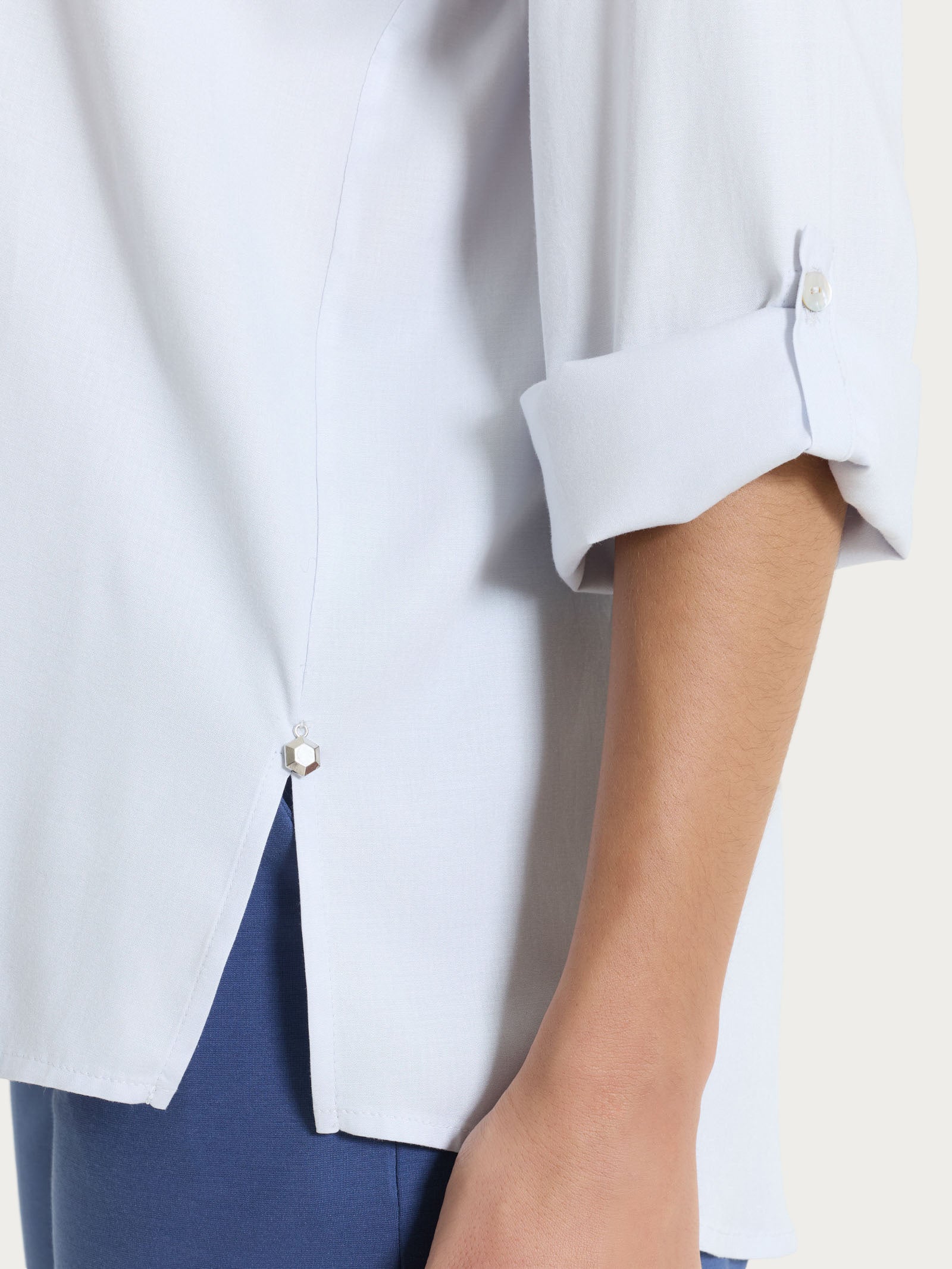 Ragno Voile Stretch camicia donna lilla manica risvoltabile
