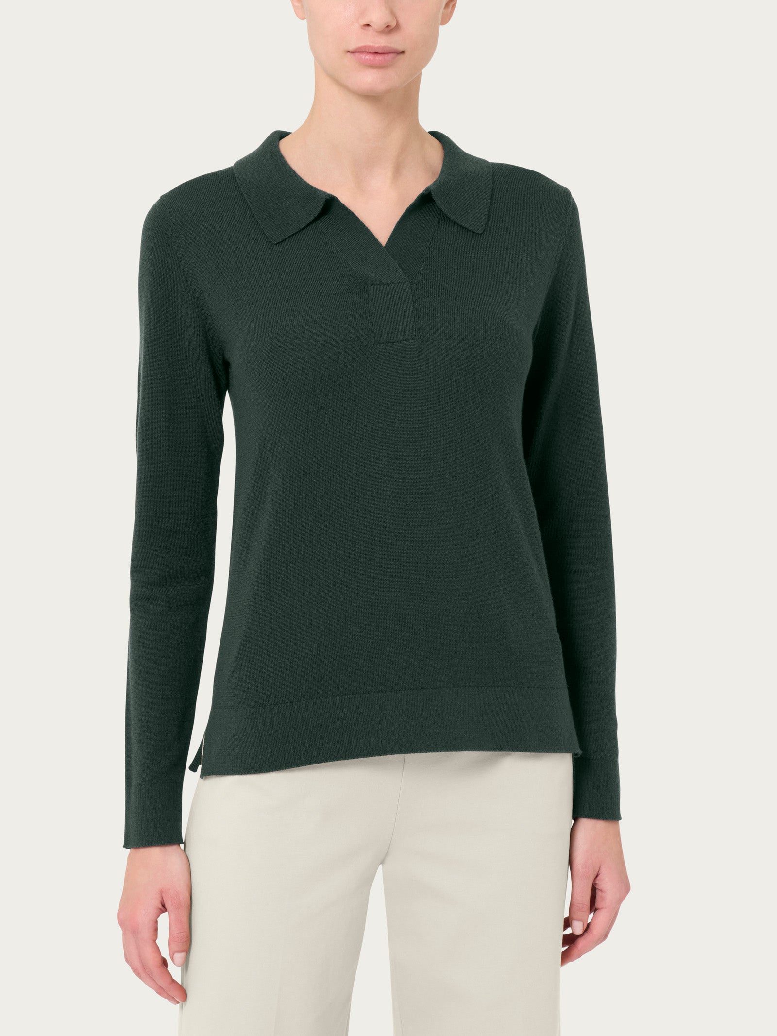 Ragno Merino Soft Polo manica lunga Kombu Green