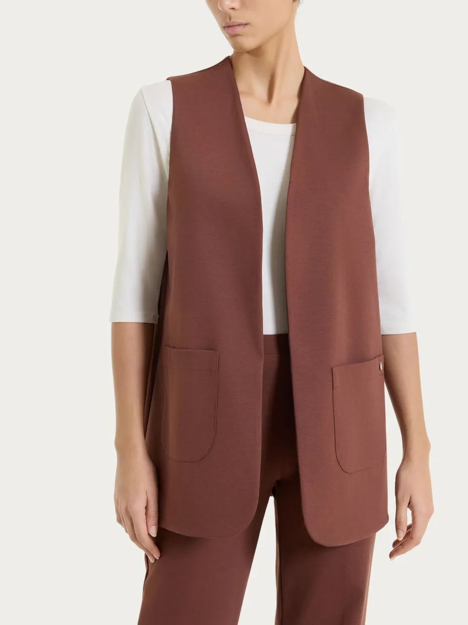 Ragno Compact Light Gilet aperto misto cotone Cappuccino