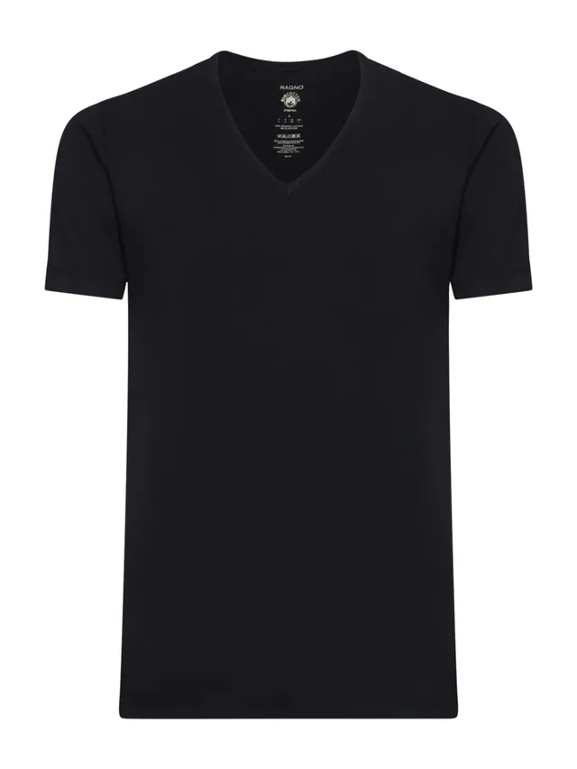 Ragno Comfort maglietta uomo scollo a V nero manica corta