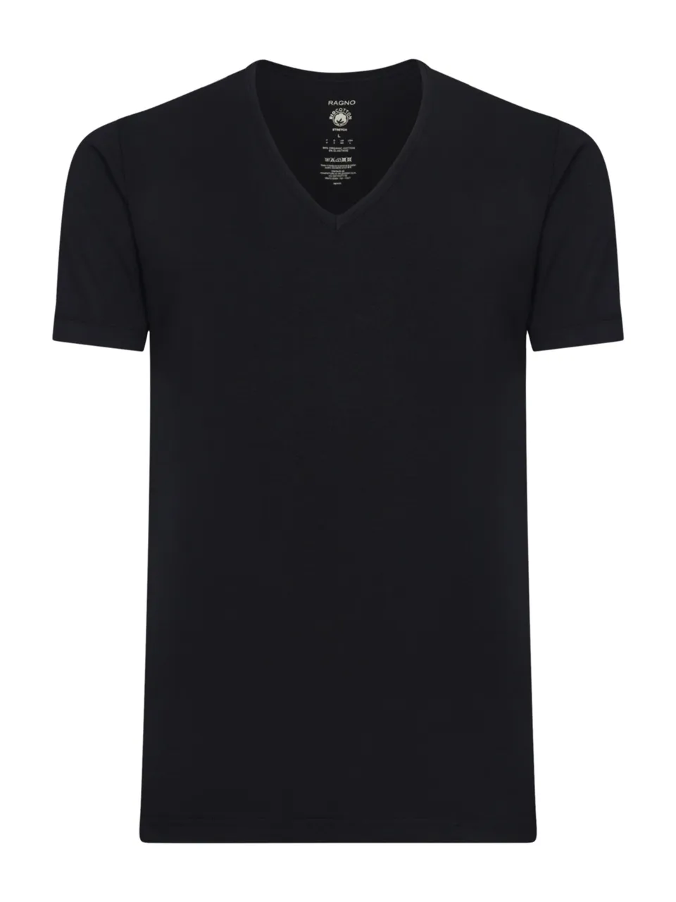 Ragno Comfort maglietta uomo scollo a V nero manica corta