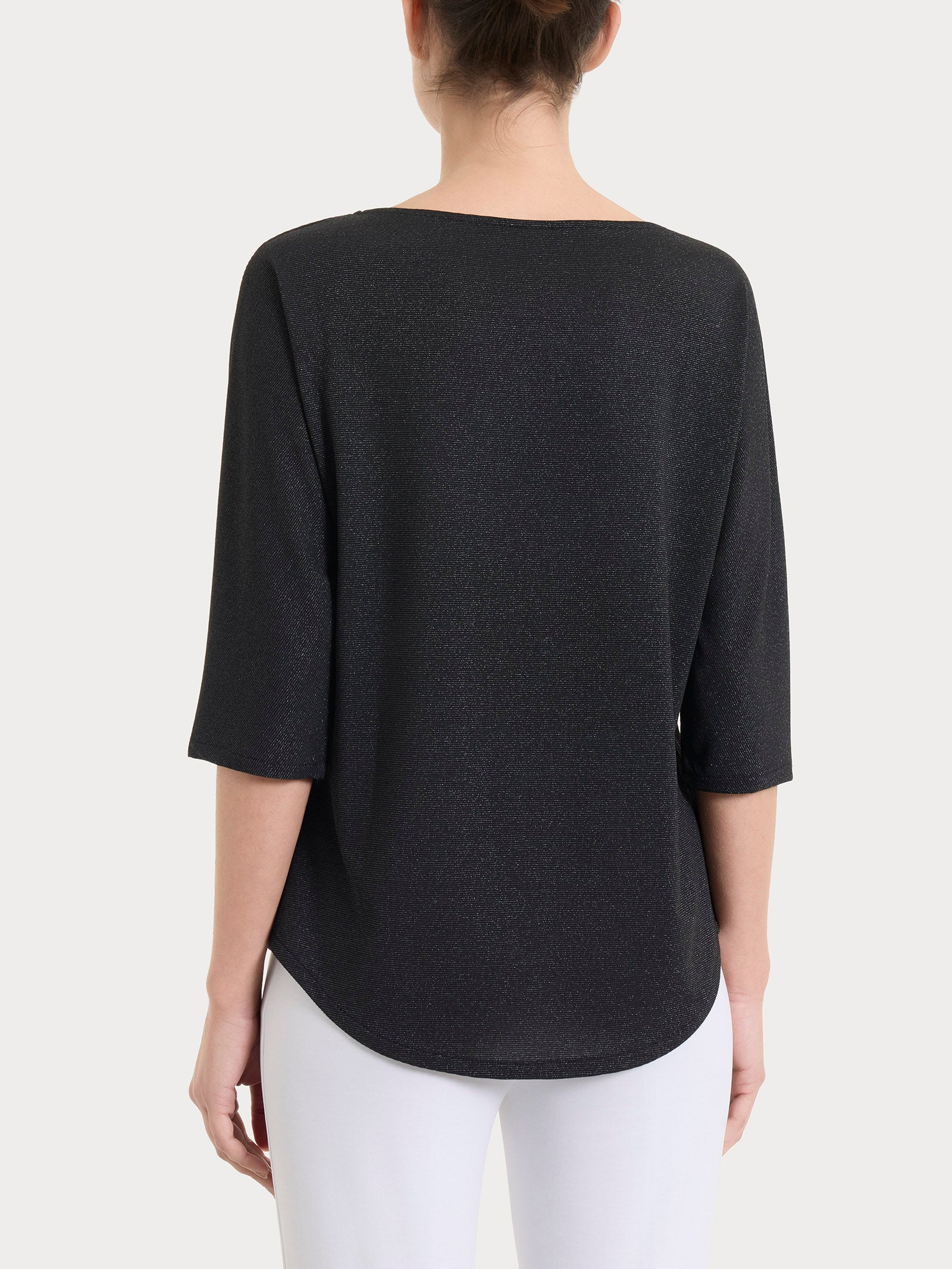 Ragno Summer Light Maglietta Kimono Nero Righe misto viscosa