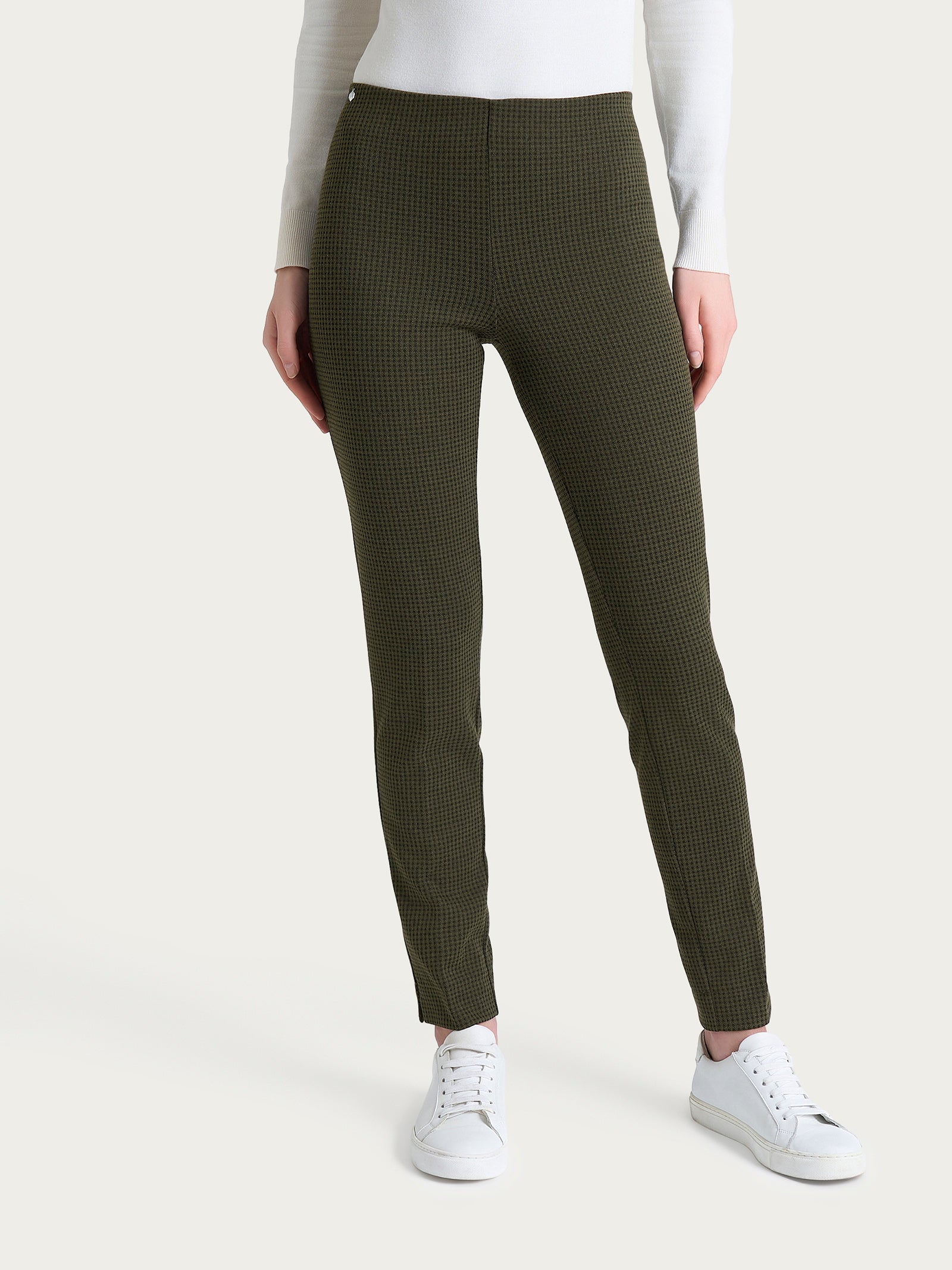 Ragno Eco Jacquard Pantalone Sigaretta Micro Check Dark Olive