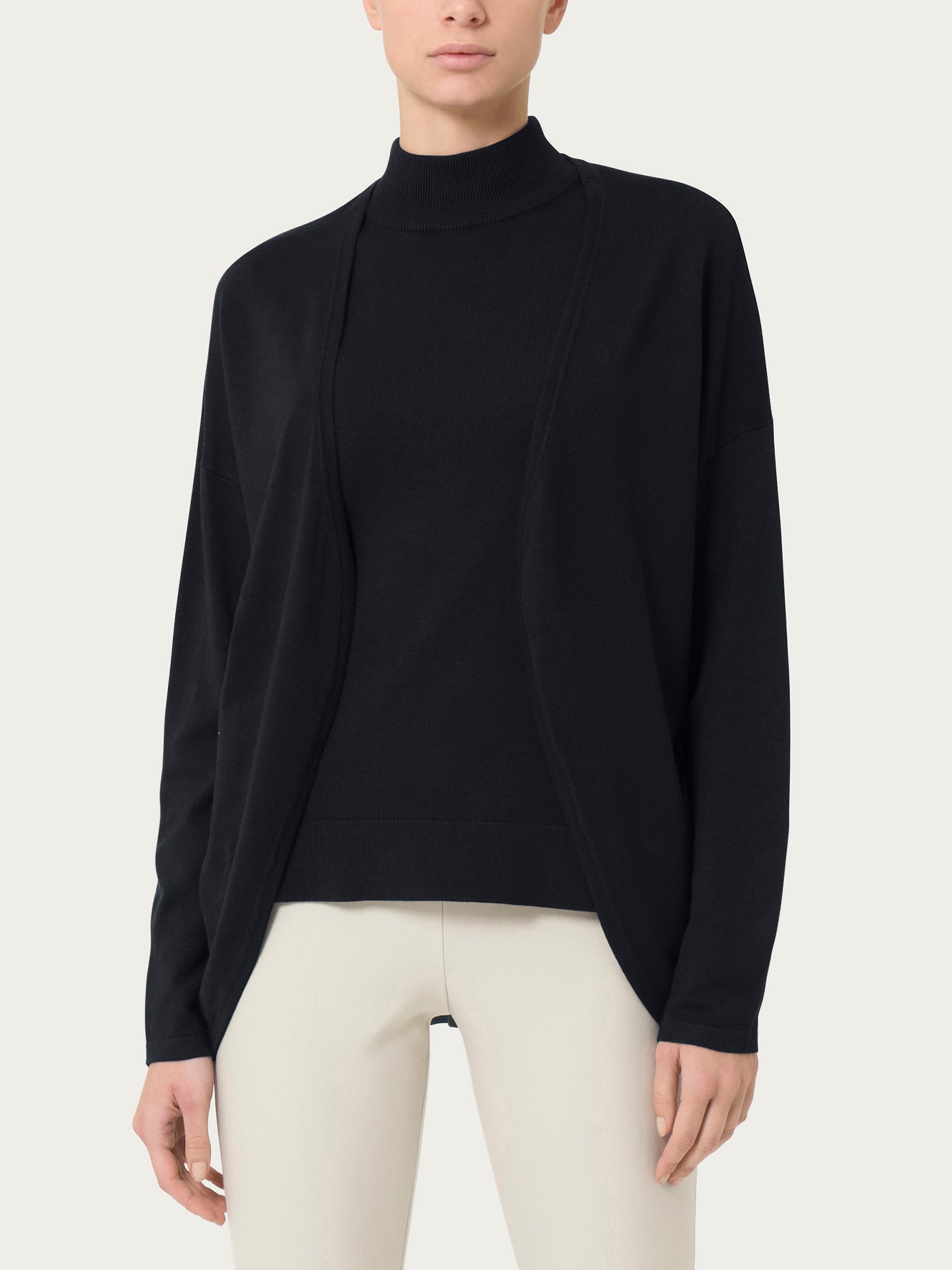 Ragno Four Seasons cardigan aperto Nero misto viscosa