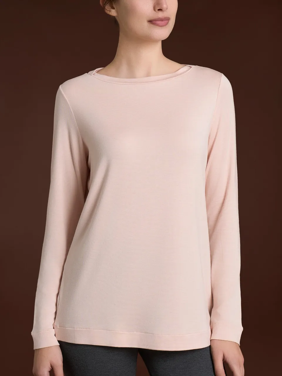 Ragno Eco Viscosa Maglietta Collo Barchetta Cameo Rose Manica Lunga