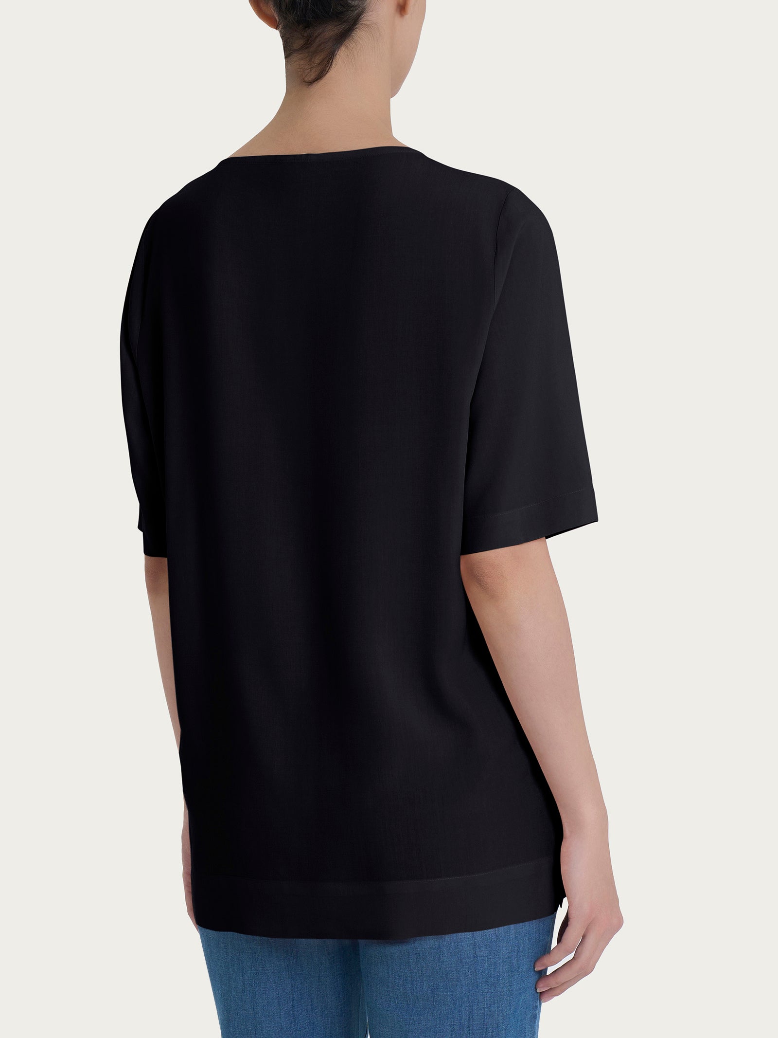 Ragno EcoSeta Blusa Manica Corta Nera Viscosa