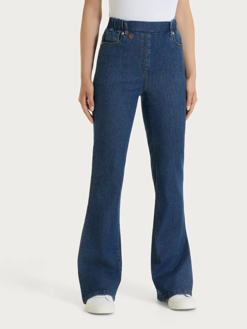 Ragno Super Denim Jeans Flare Vita Piatta Light Denim Elasticizzato