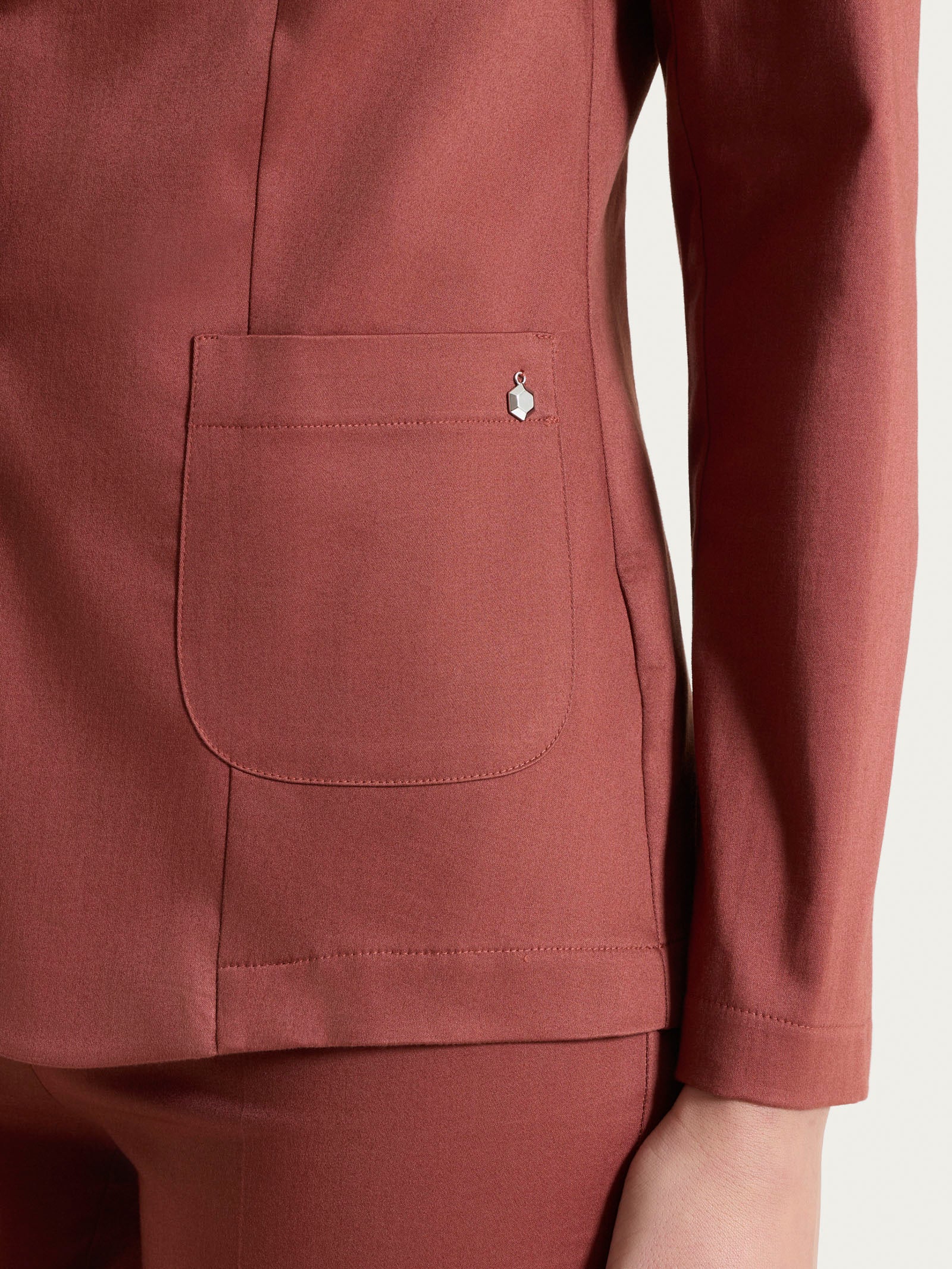 Ragno Satin Power Blazer Due Bottoni Mahogany Cotone Elasticizzato