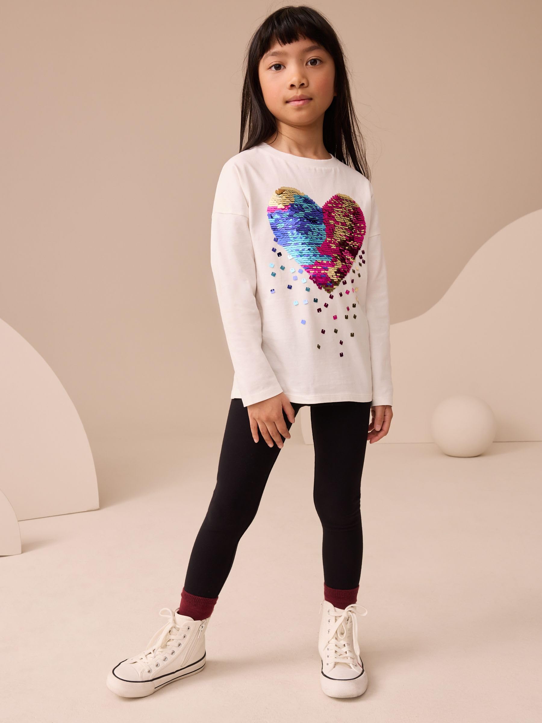 Geo Next Top Bambina Maniche 3/4 con Paillettes Nero
