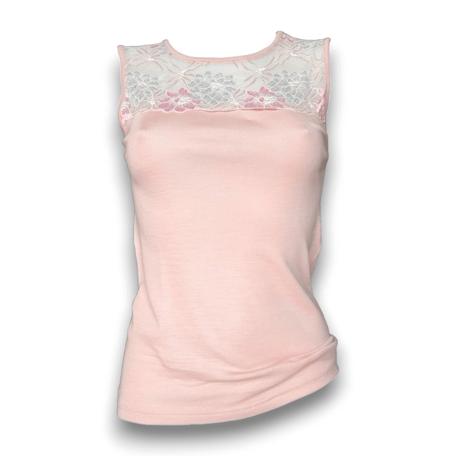 Lady C Merinos Pizzo canotta lana nera decolleté