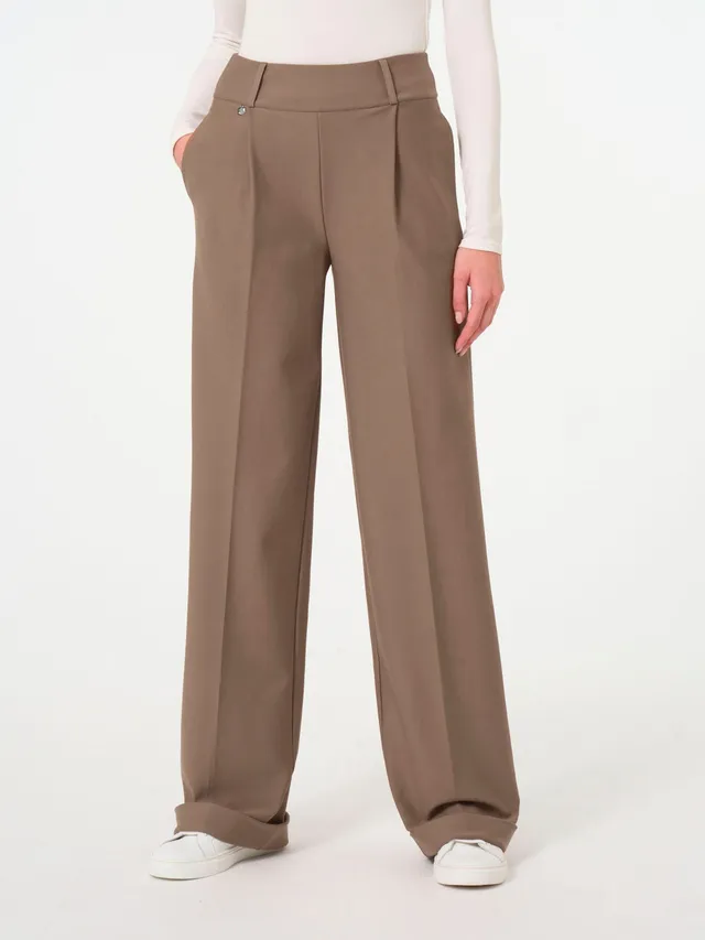 Ragno Compact pantalone ampio Pine Bark con tasche e pinces