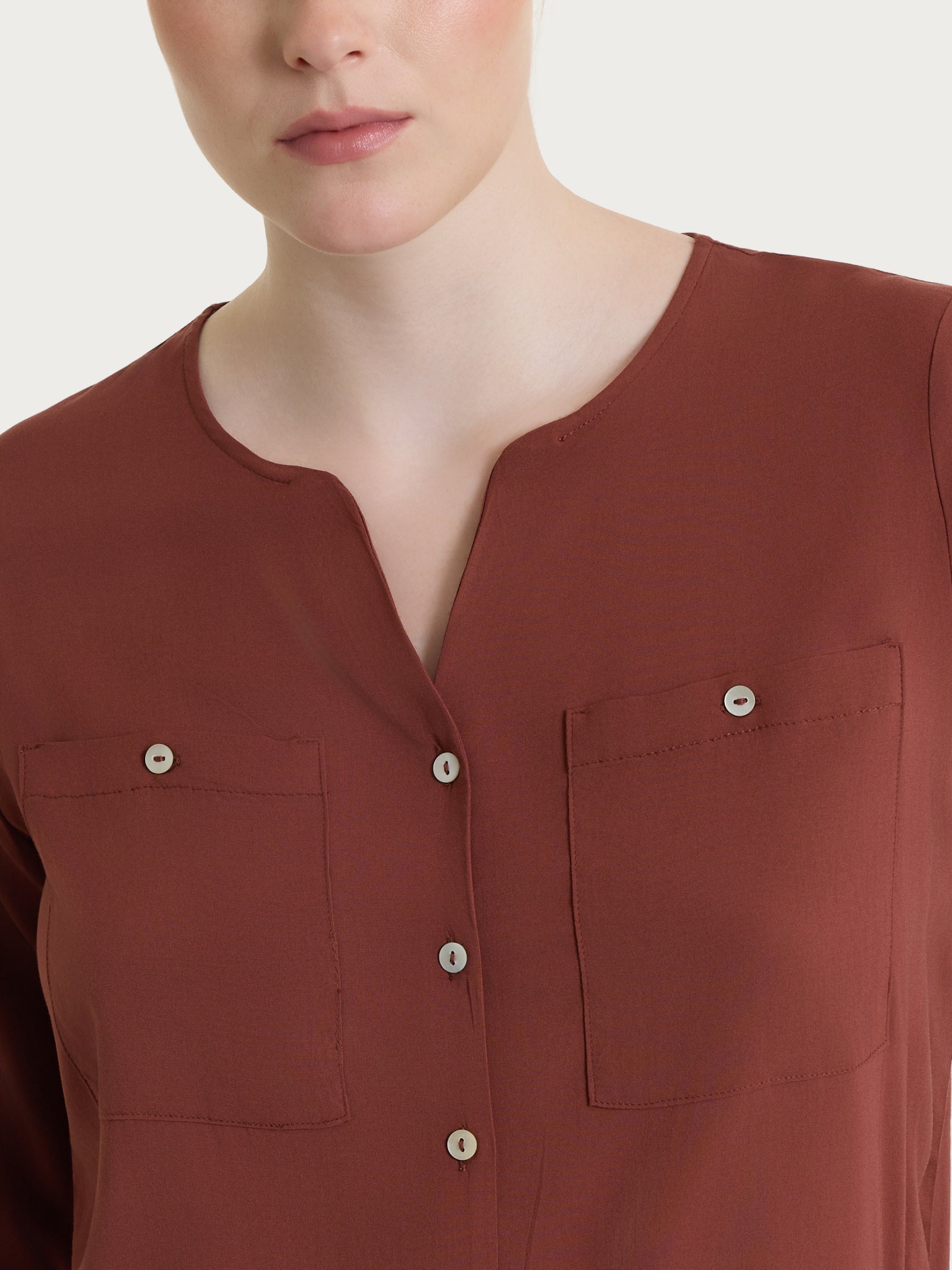 Ragno Viscosa Summer camicia mahogany voile stretch