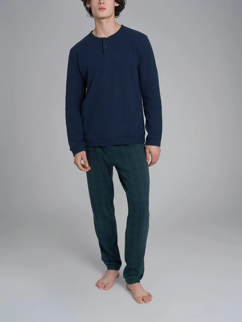 Ragno Cotton Eco Pile Pigiama lungo serafino Fant.Smeraldo
