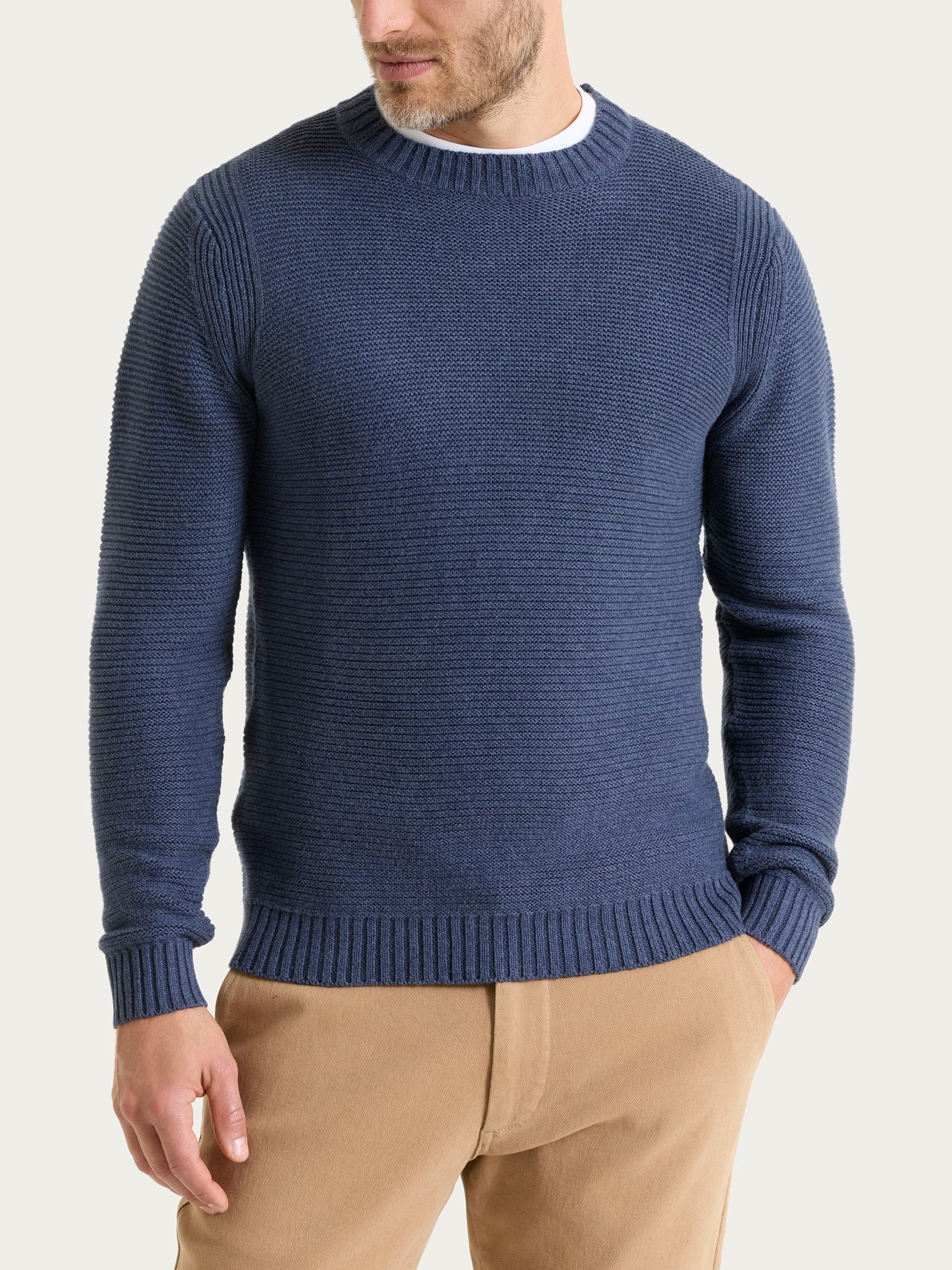 Ragno Winter Cotton Pullover Girocollo Uomo Avio Cotone