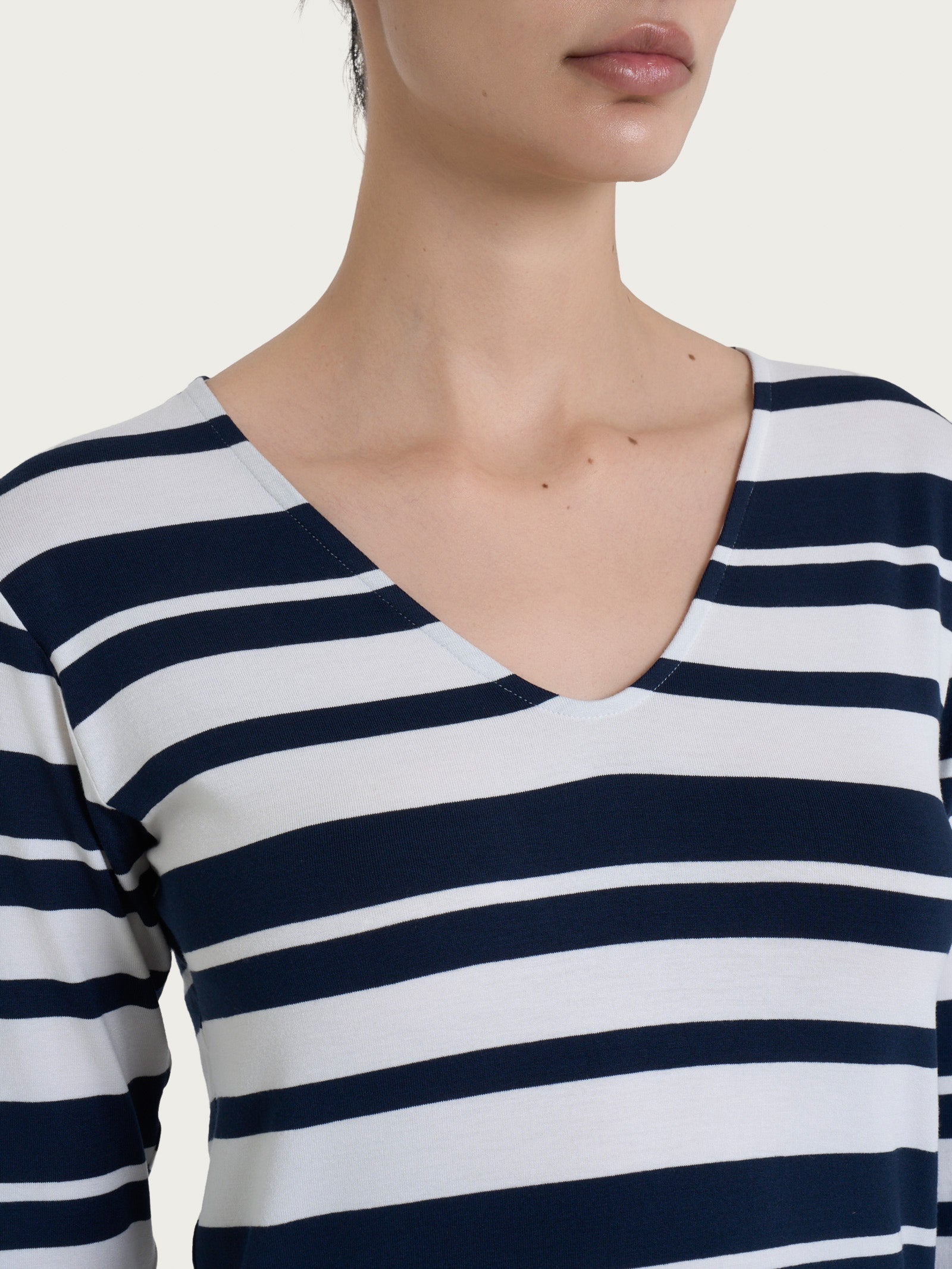 Ragno Viscosa Summer maglietta scollo V bleu righe skinny