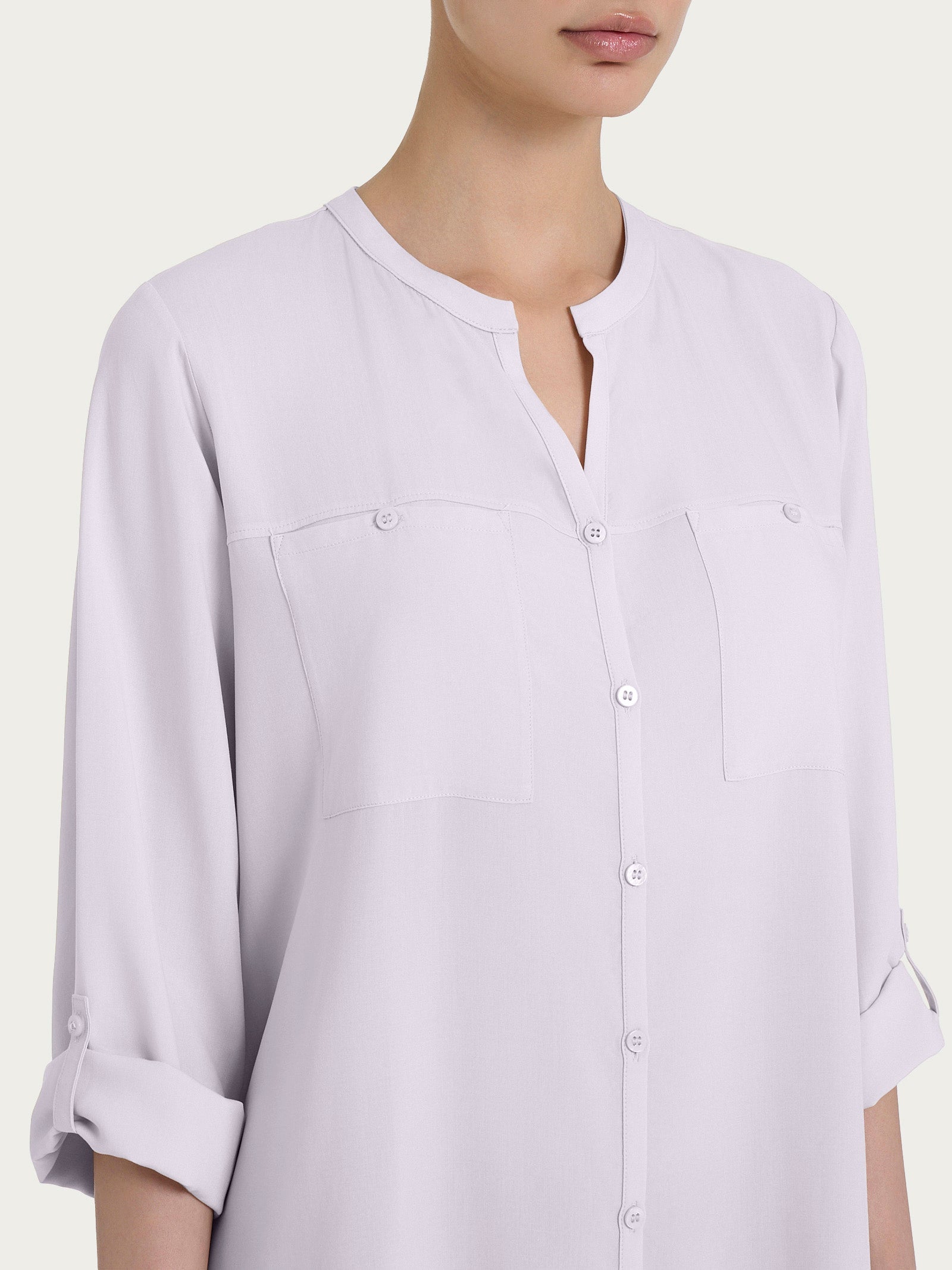 Ragno EcoSeta camicia donna rosa collo coreana viscosa