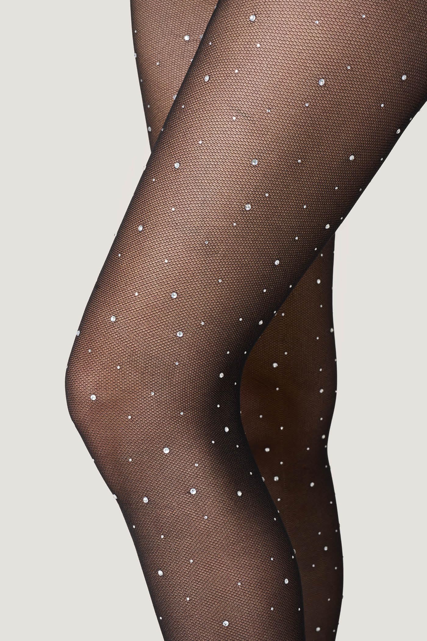 Goldenpoint Tulle Strass collant donna velato con tassello