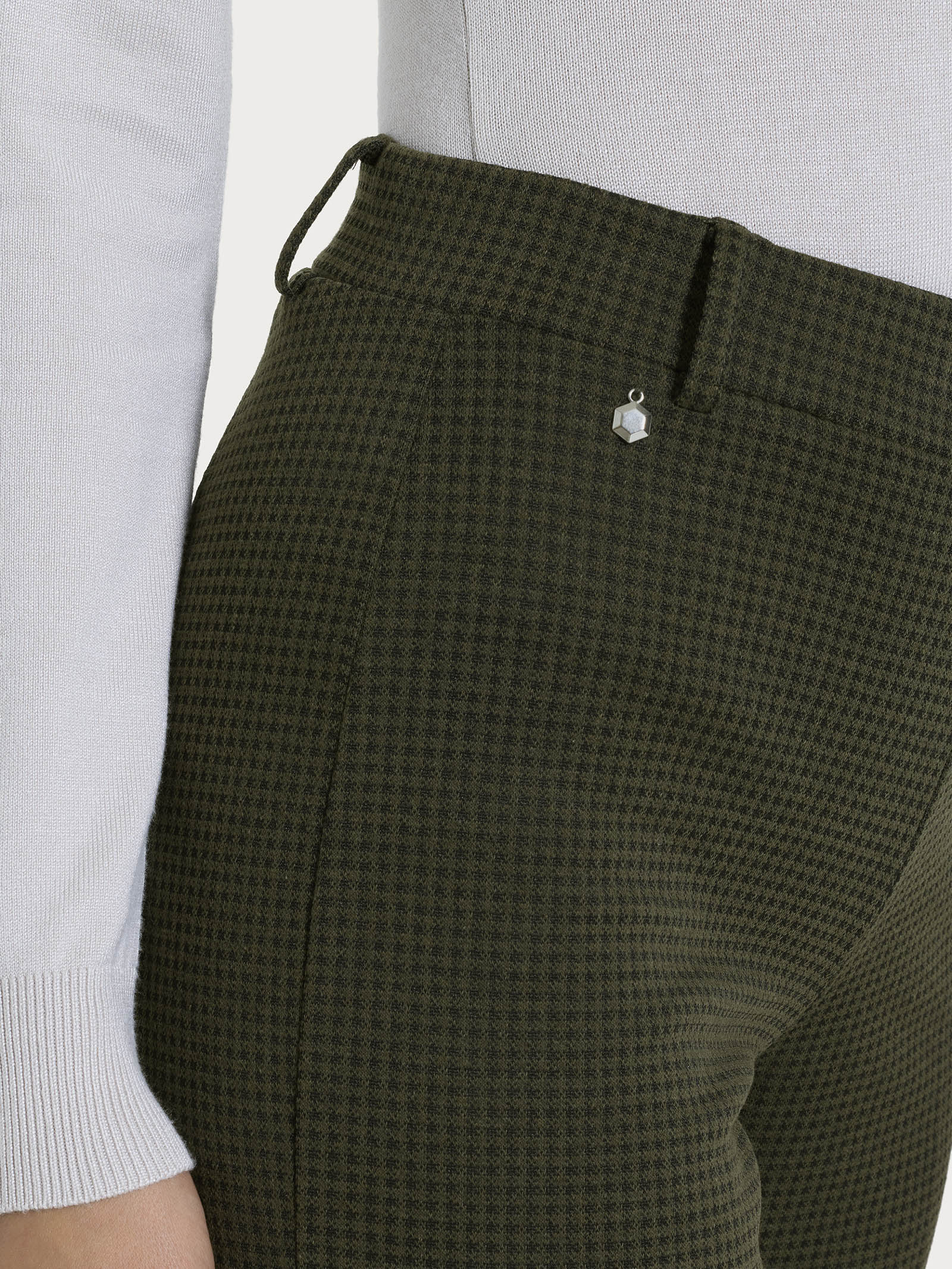 Ragno Eco Jacquard Pantalone Ampio Micro Check Dark Olive