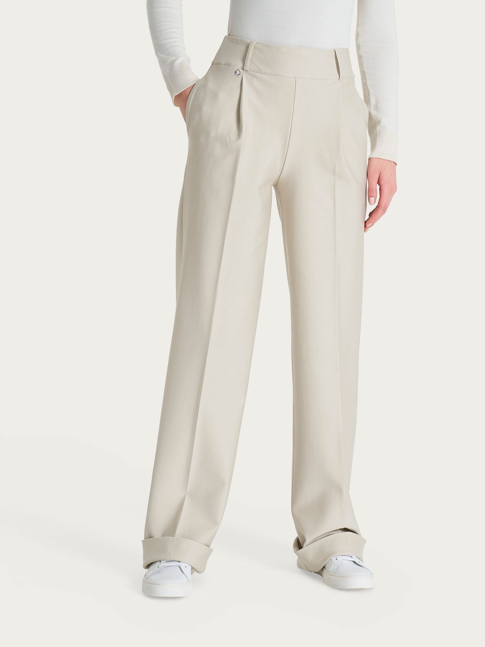 Ragno Compact pantalone ampio Champignon wide leg