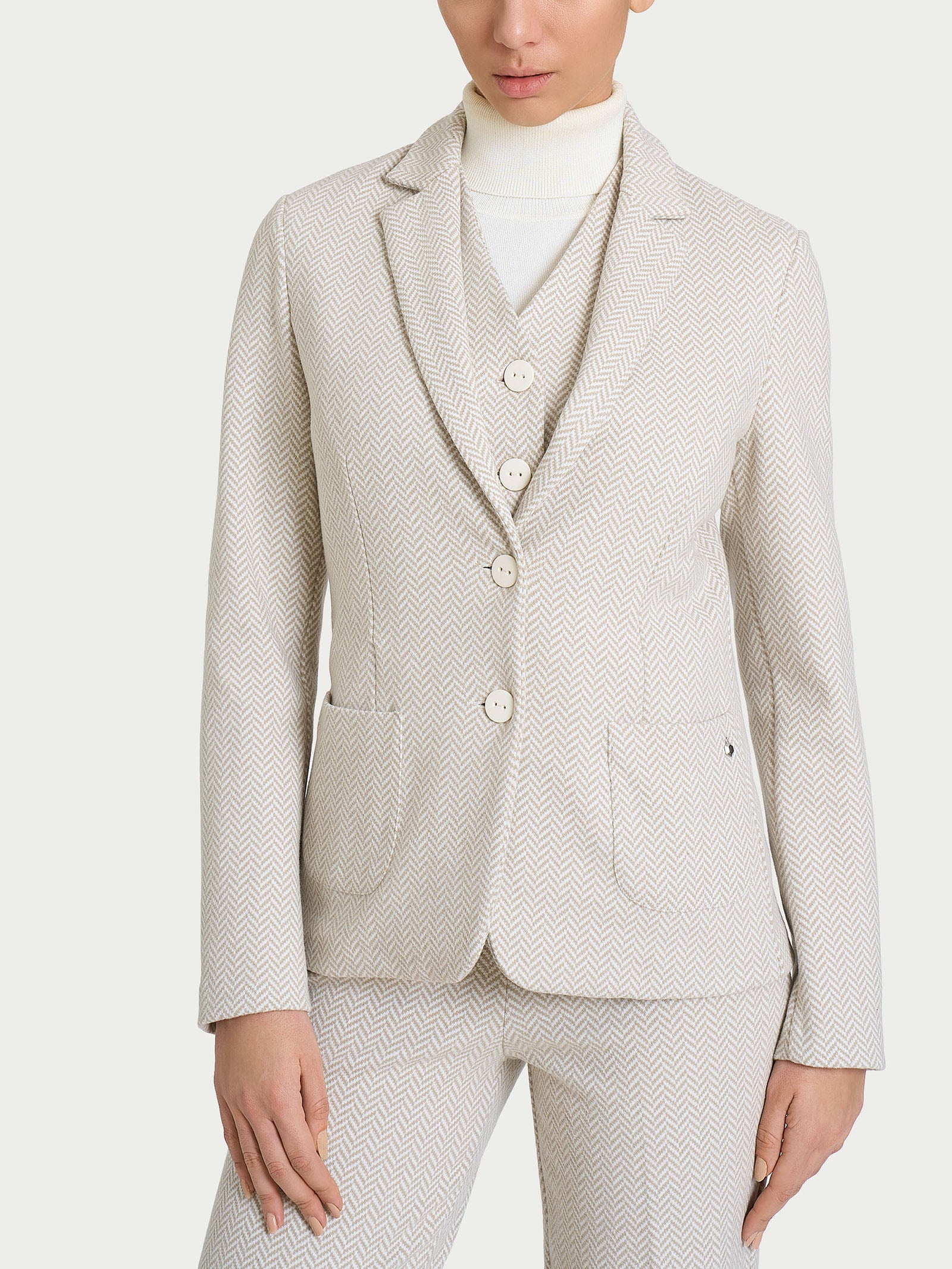 Ragno SL Blazer Due Bottoni Fantasia Avorio jacquard