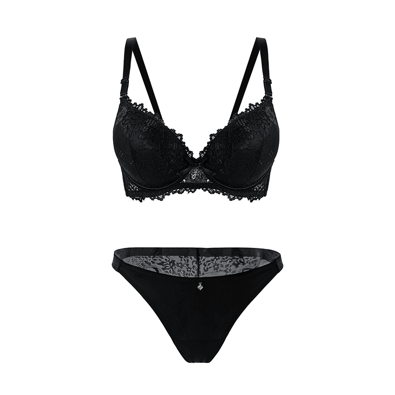 Maria Grazia Severi Floral Lace completo intimo nero pizzo rete
