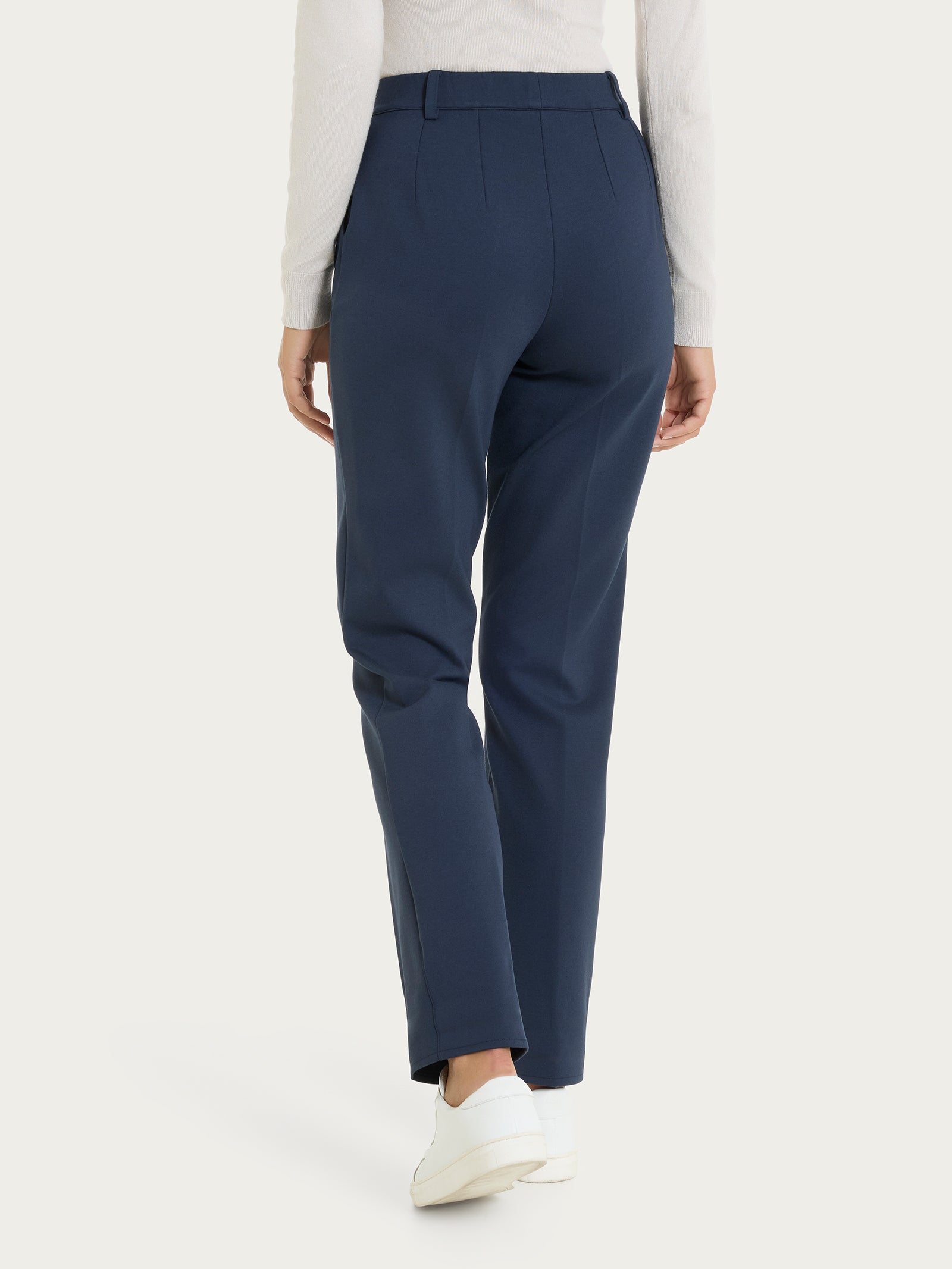 Ragno Cashmere Compact Pantalone Dritto Donna Bleu Tasche