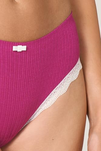 Goldenpoint slip donna fianco medio costina cotone pizzo
