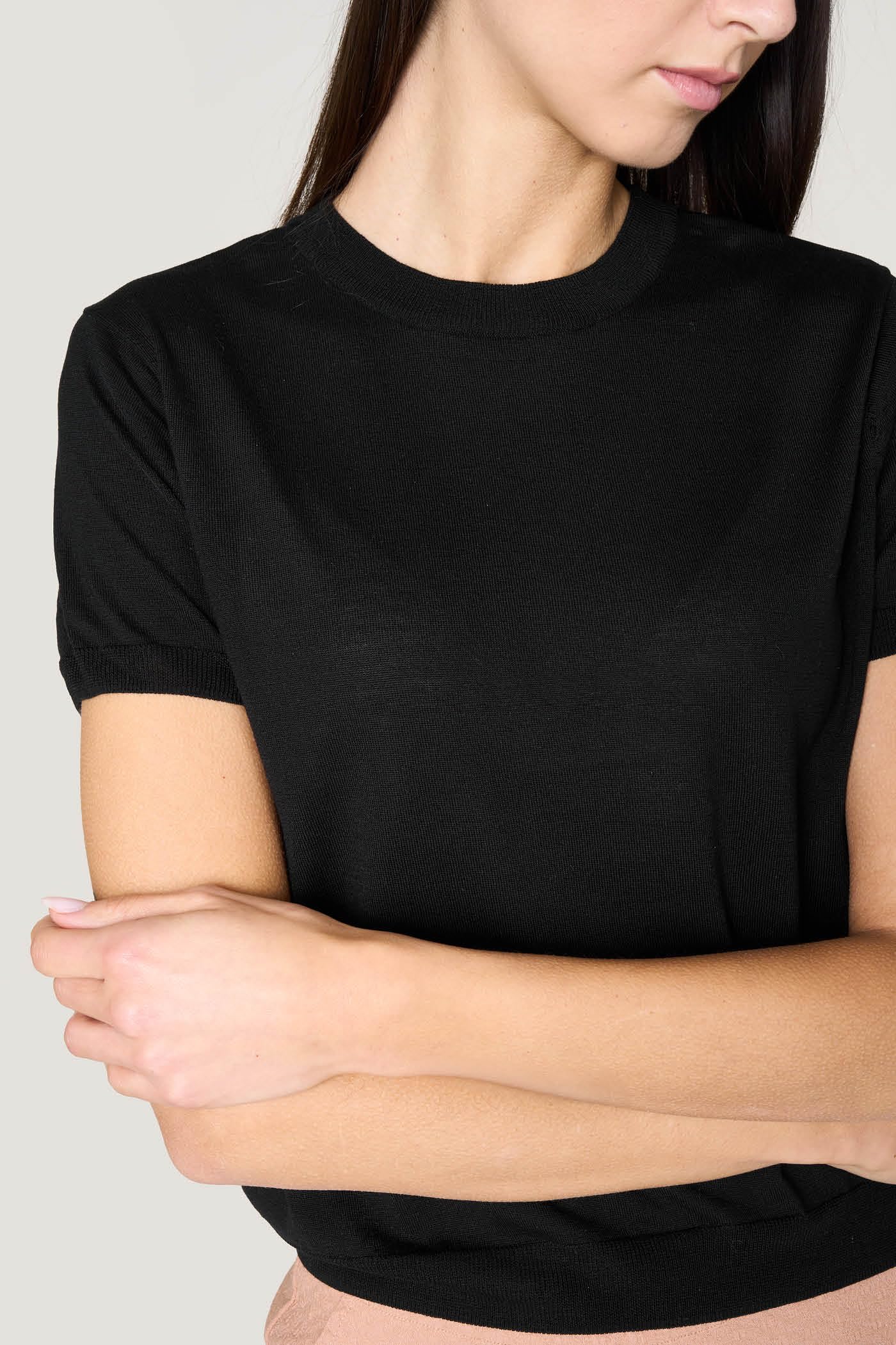 Goldenpoint maglia donna scollo tondo manica corta costine