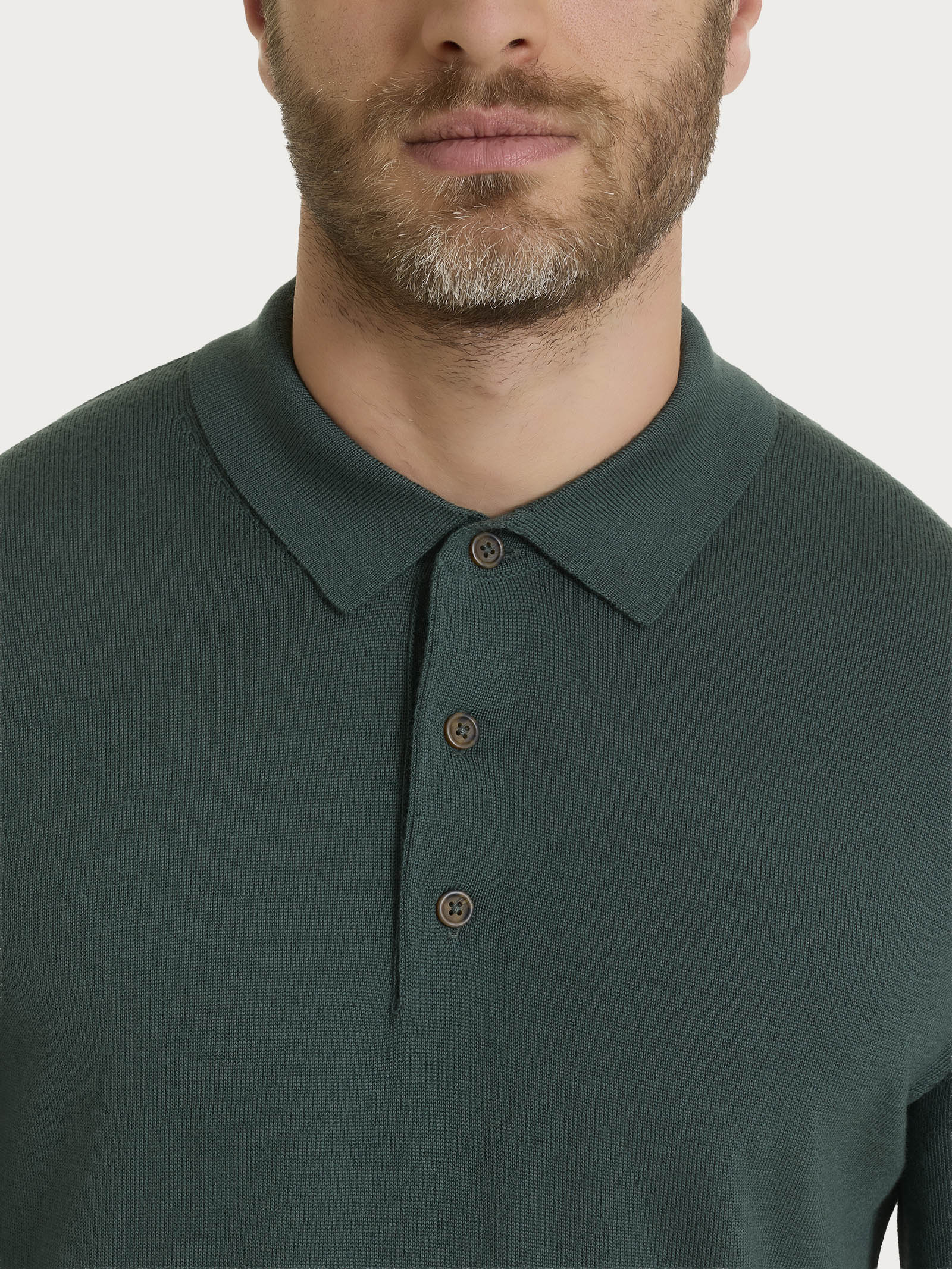 Ragno Merino Soft polo uomo Dark Forest in lana
