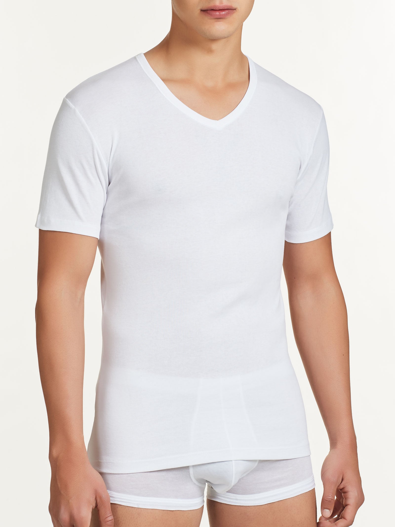 Ragno Rib maglietta scollo V uomo bianca White puro cotone