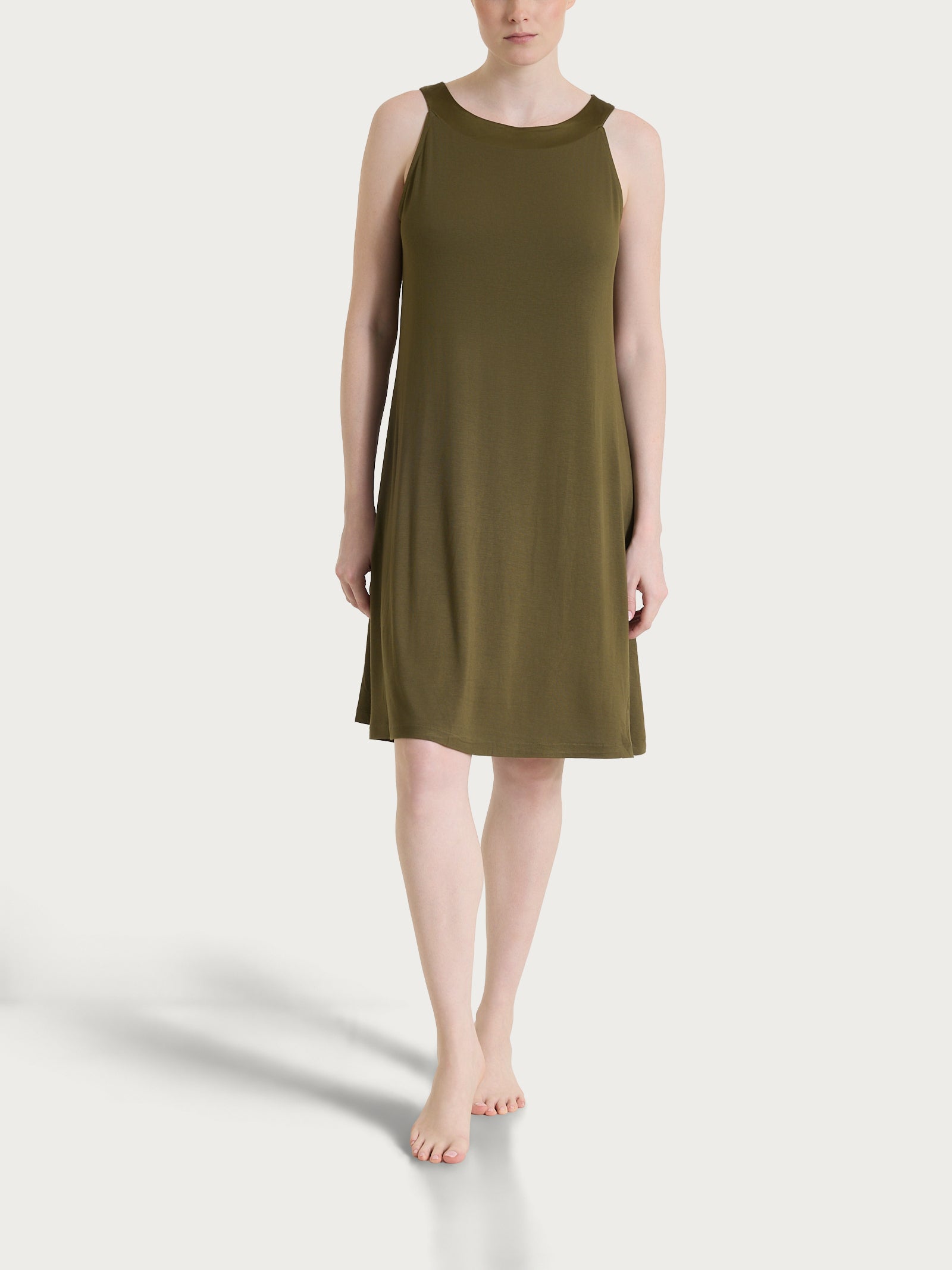 Ragno Viscosa Summer Abito Smanicato Dark Olive Fresco