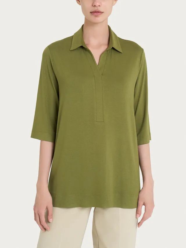 Ragno Viscosa Summer Polo 3/4 Donna Sphagnum