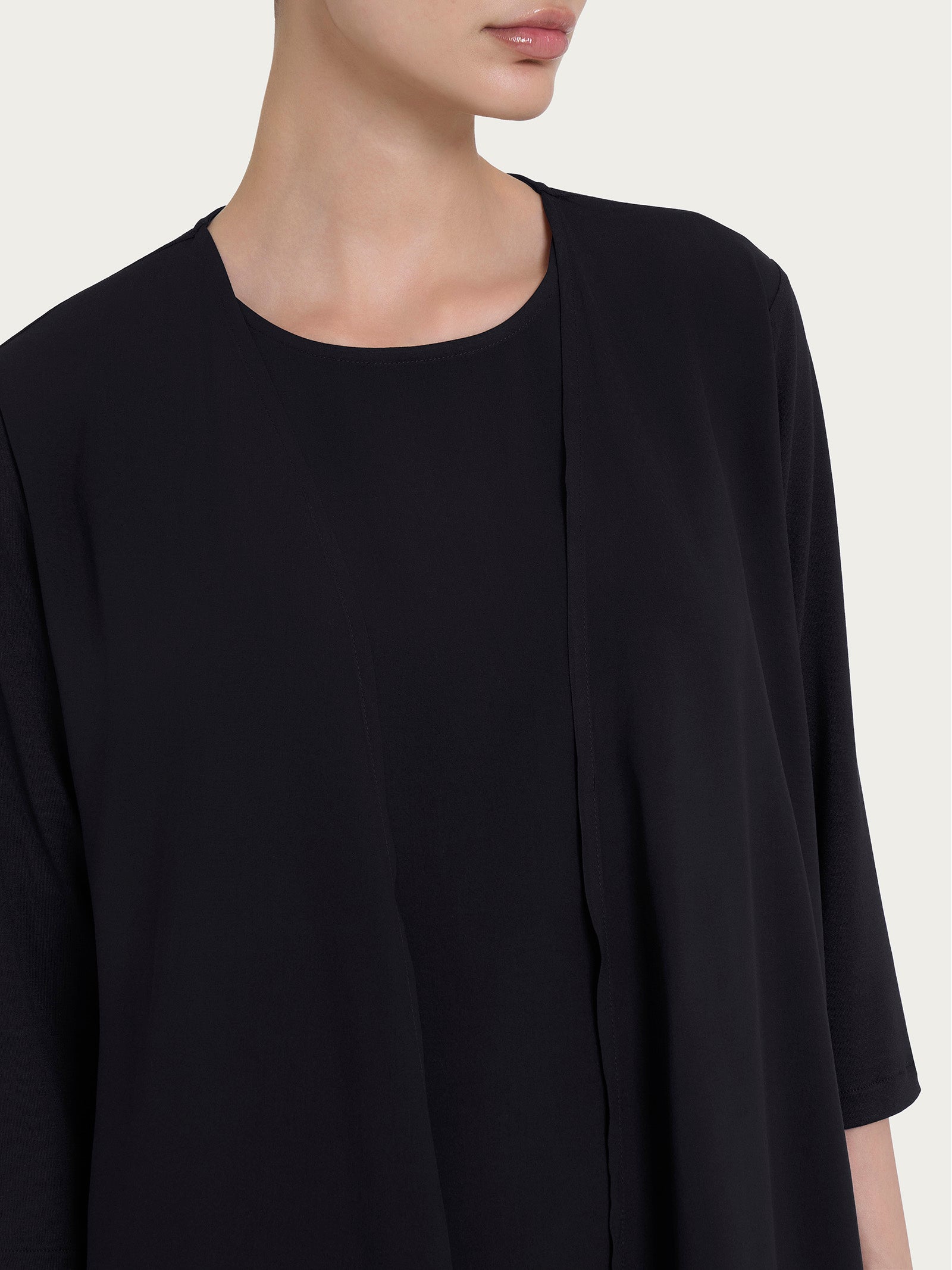 Ragno Cardigan misto viscosa Nero aperto manica 3/4