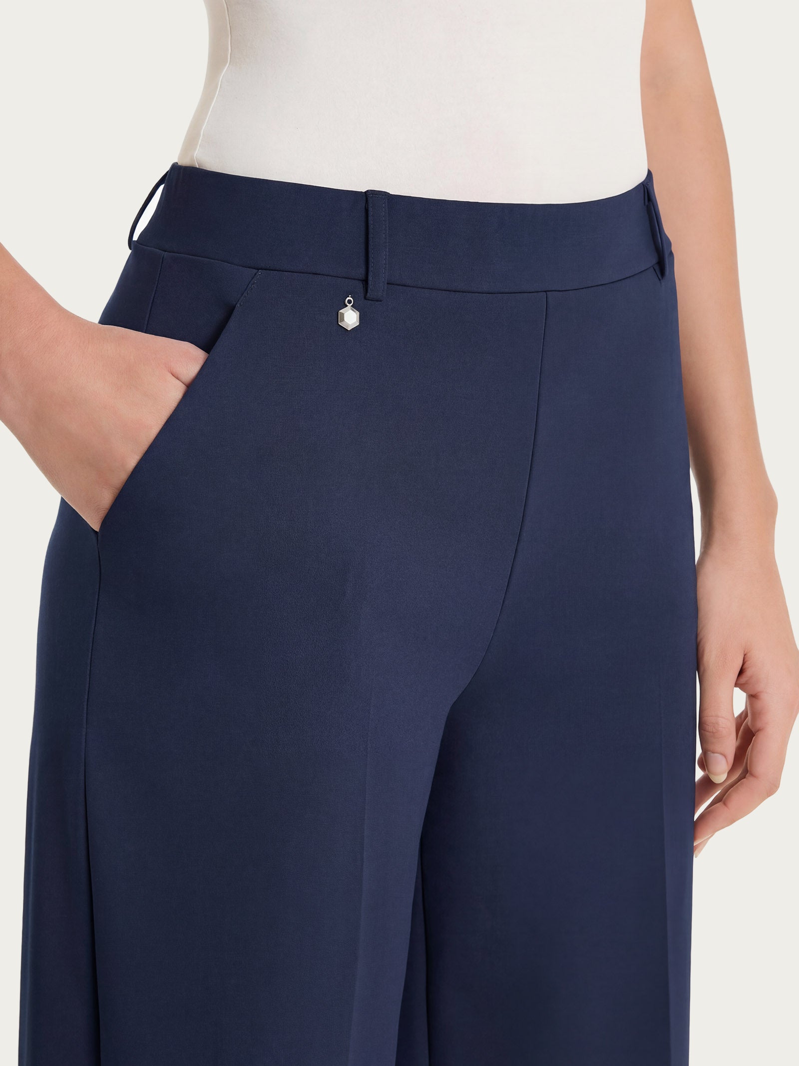 Ragno Pantalone Palazzo Wide Leg Compact Light Bleu