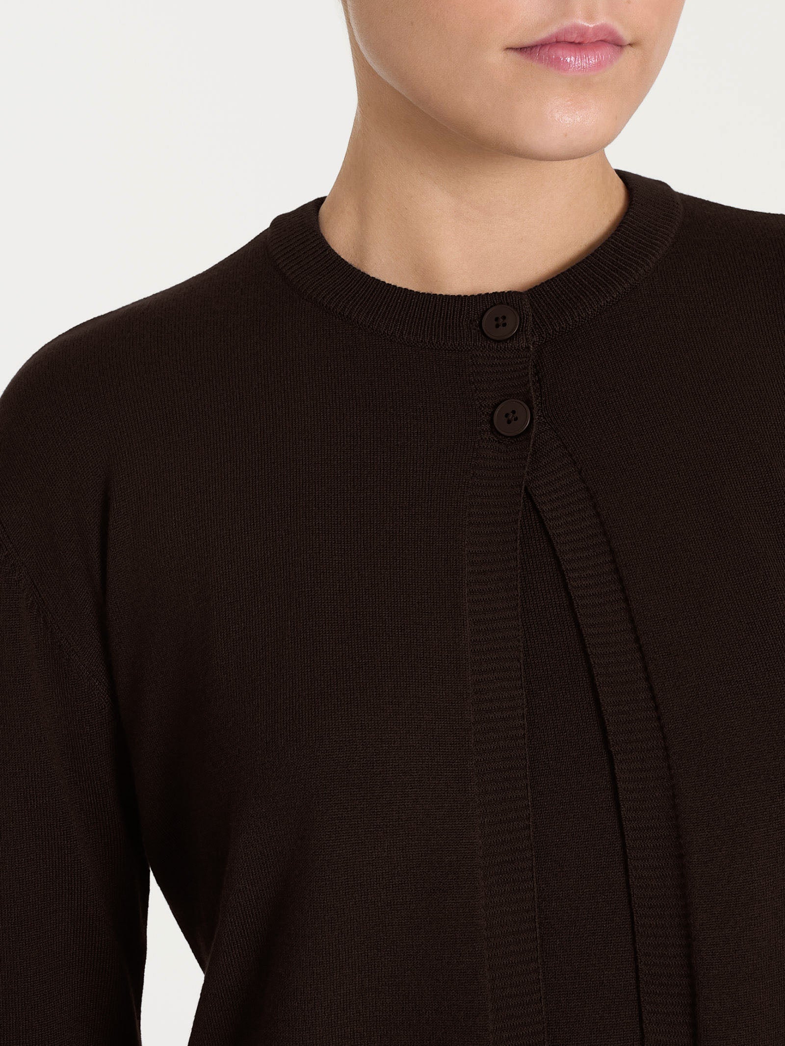Ragno Four Seasons Cardigan Corto 2 Bottoni Chocolate Misto Viscosa