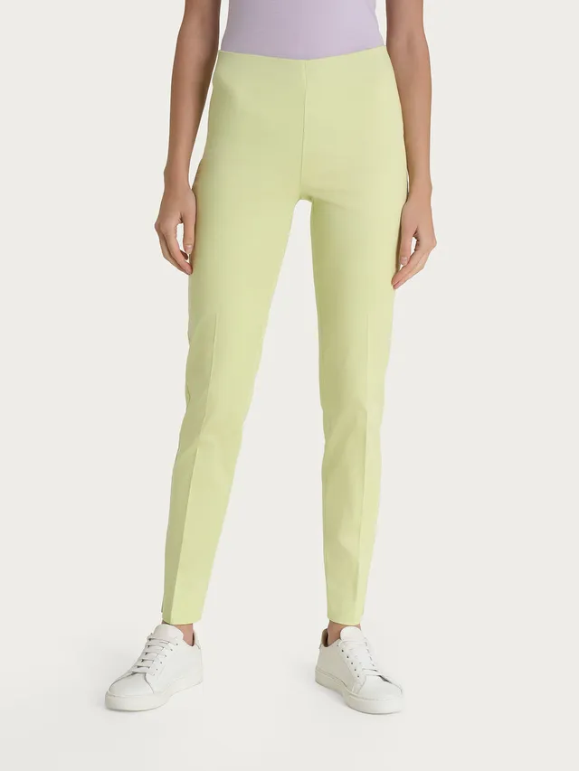 Ragno Satin Power pantaloni sigaretta Shadow Lime con spacco