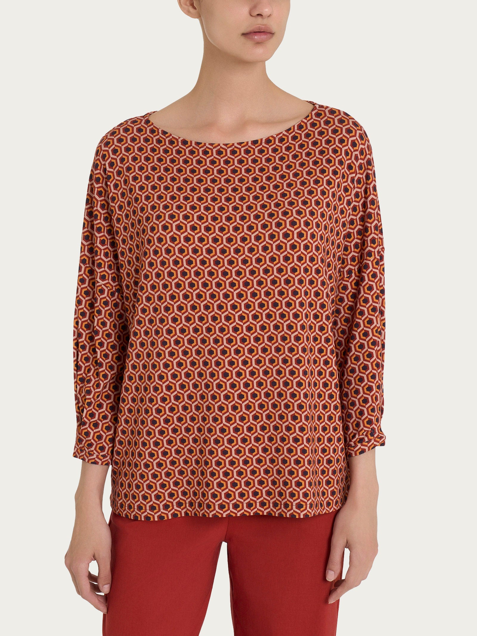 Ragno Scollo a barchetta maglietta manica 3/4 Fant. Red Ochre