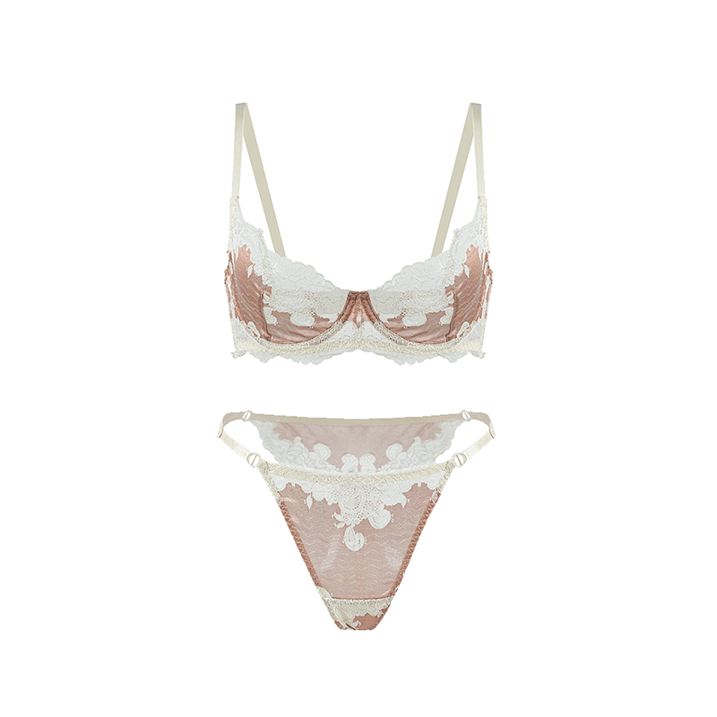 Maria Grazia Severi Contrast Floral Lace completo intimo rosa pizzo