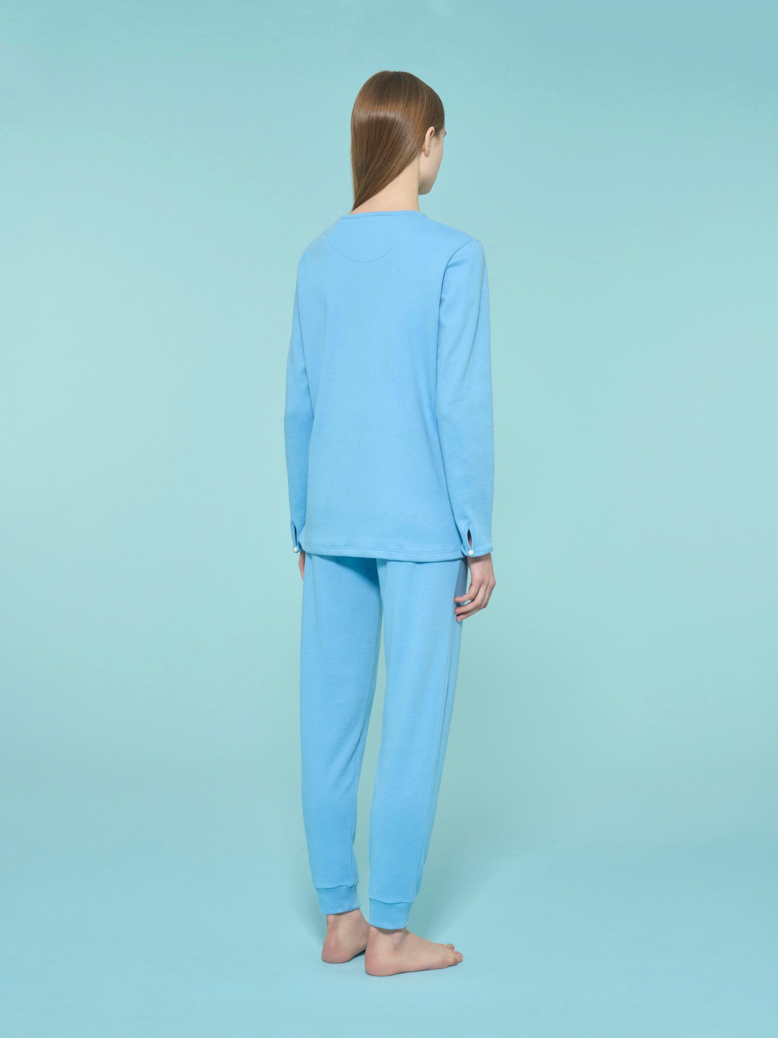 Ragno Pigiama Serafino con Perline Cotone Dusk Blue