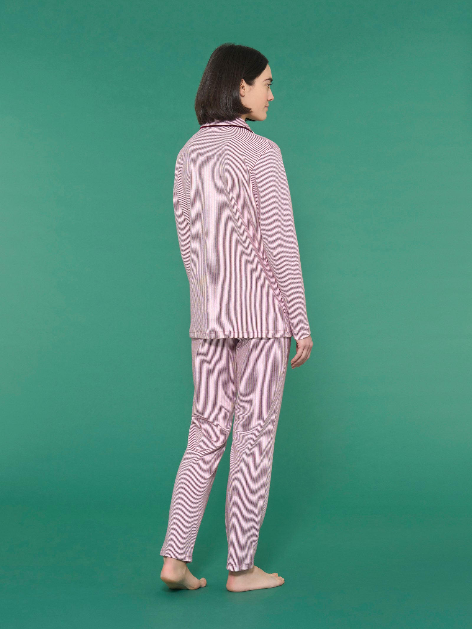 Ragno Pigiama Aperto Cotone Righe Lavender Fog Interlock