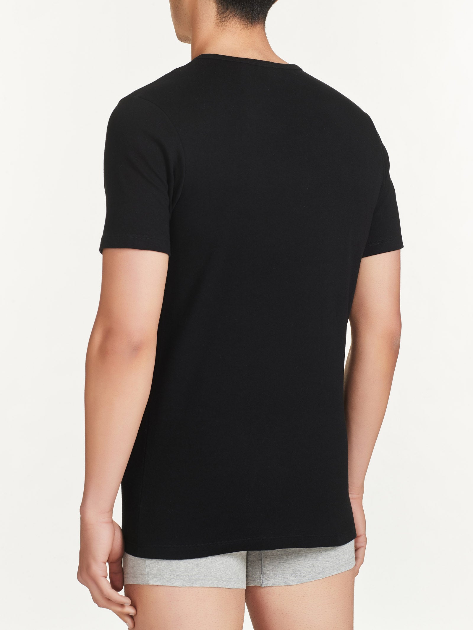 Ragno Interlock maglietta girocollo uomo Nero puro cotone