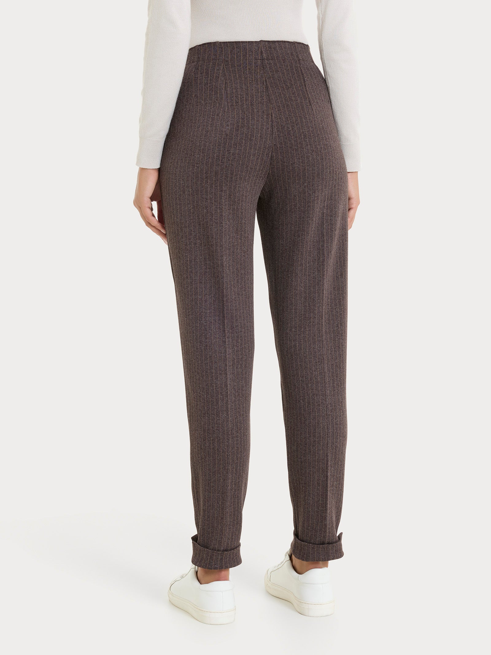 Ragno Compact Pantalone sigaretta gessato chocolate melange