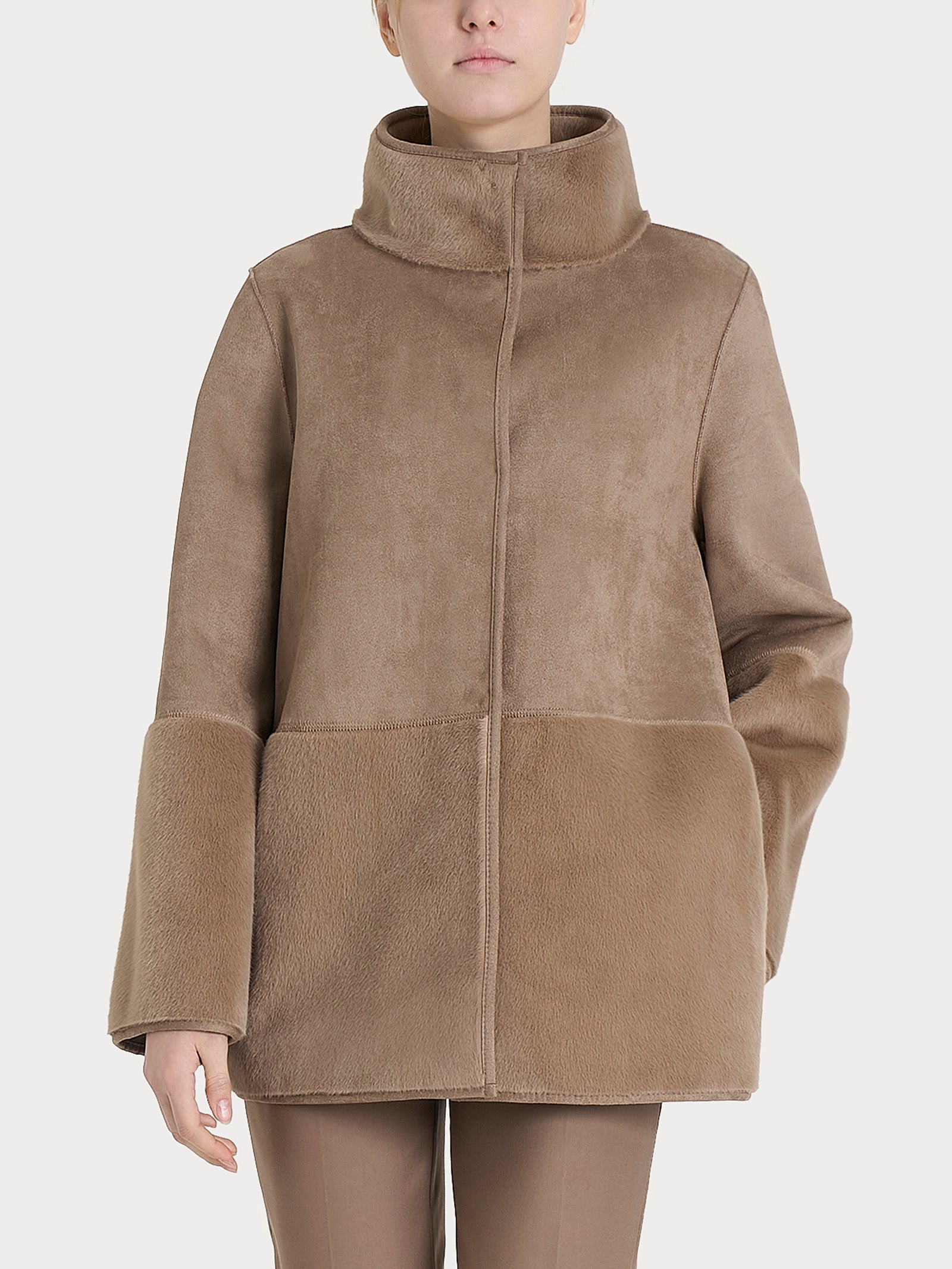 Ragno Compact Vegan Shearling Giacca Donna Pine Bark