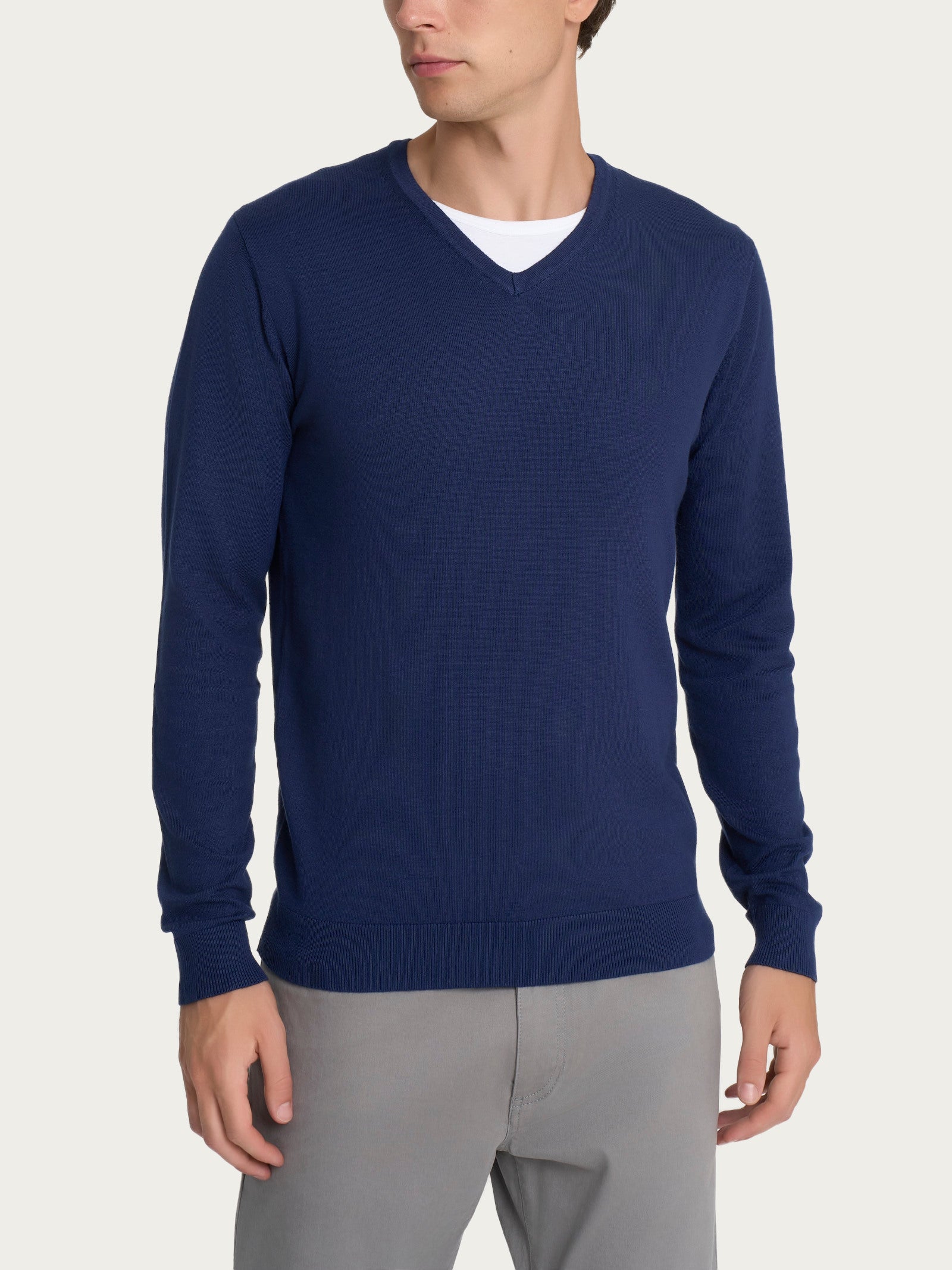 Ragno Four Seasons Pull scollo a V pullover uomo blu Set Sail viscosa