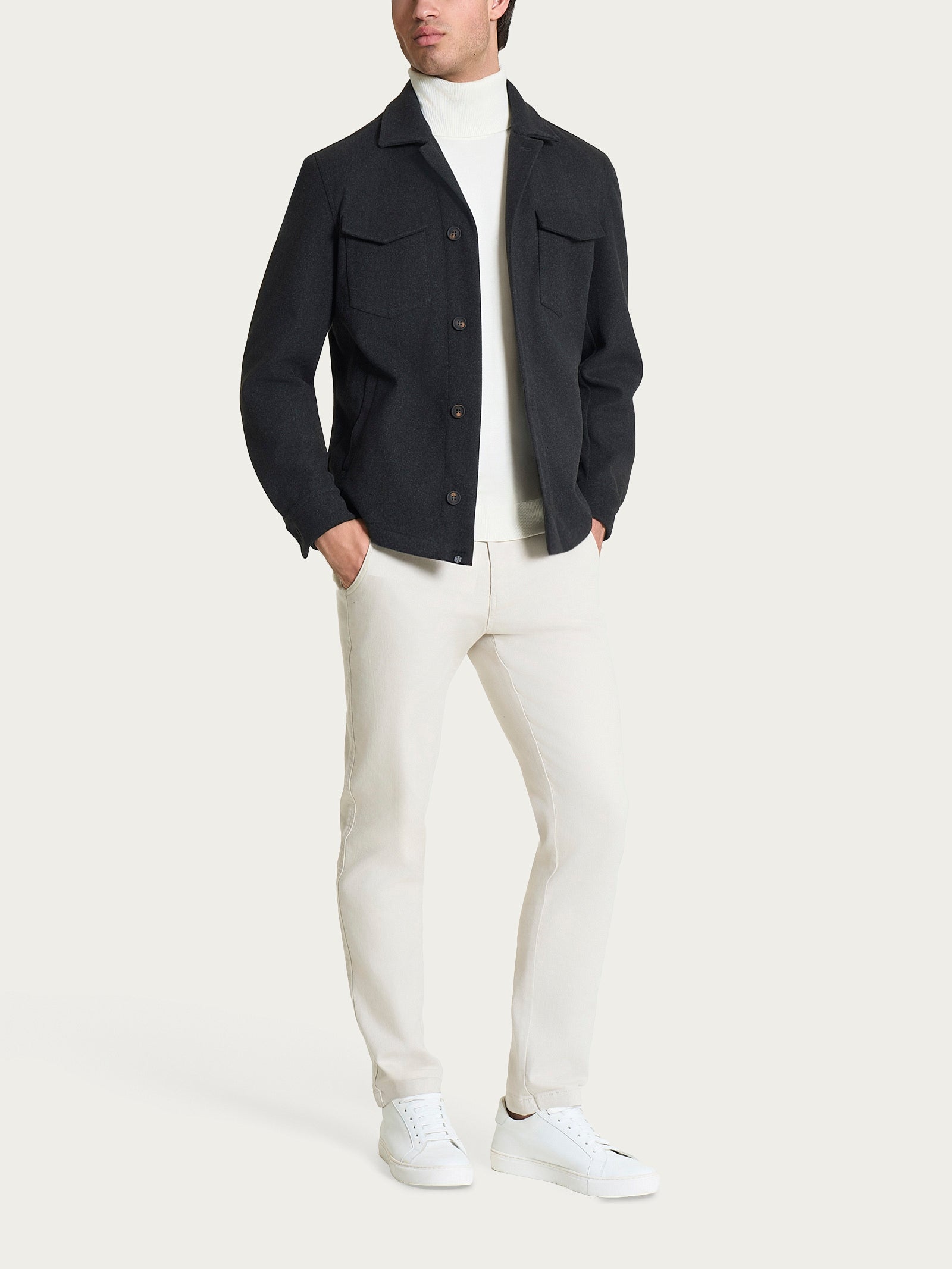 Ragno Vegan Wool Shacket giacca uomo Oscuro Mel calda