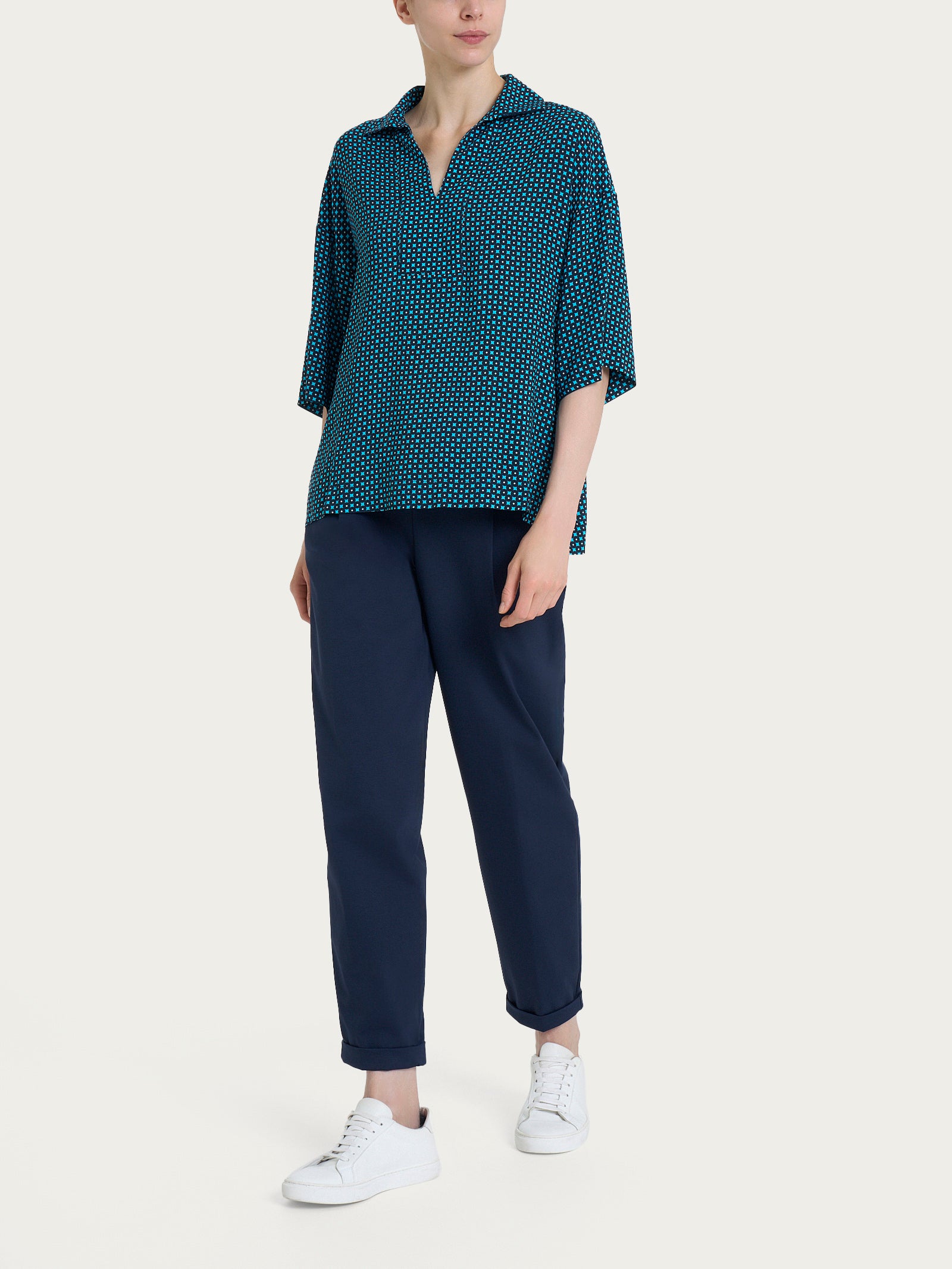 Ragno EcoSeta Blusa Colletto Aquarius Azzurra Viscosa