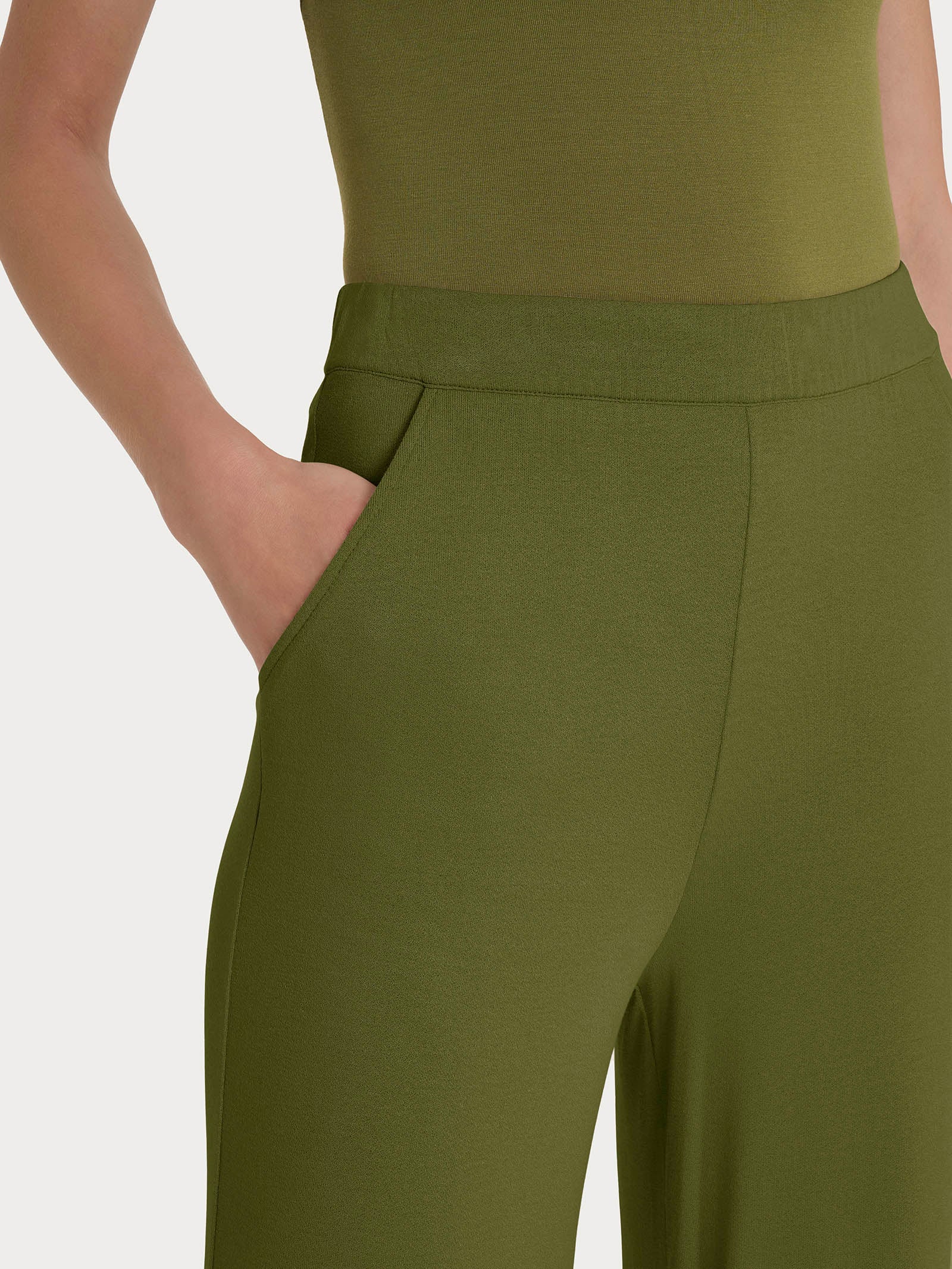 Ragno Viscosa Summer pantalone palazzo Sphagnum con tasche