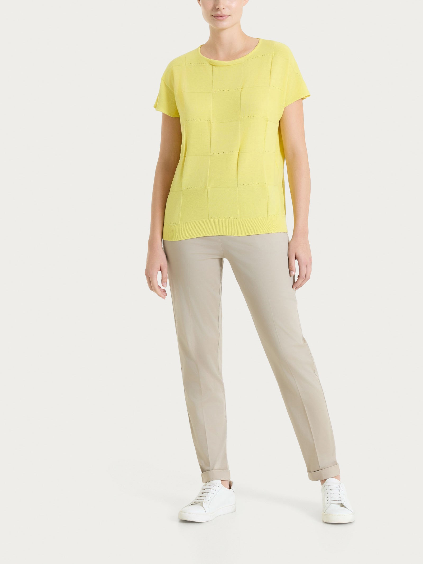 Ragno Puro Cotone Maglia Check Manica Corta Maglia Acacia