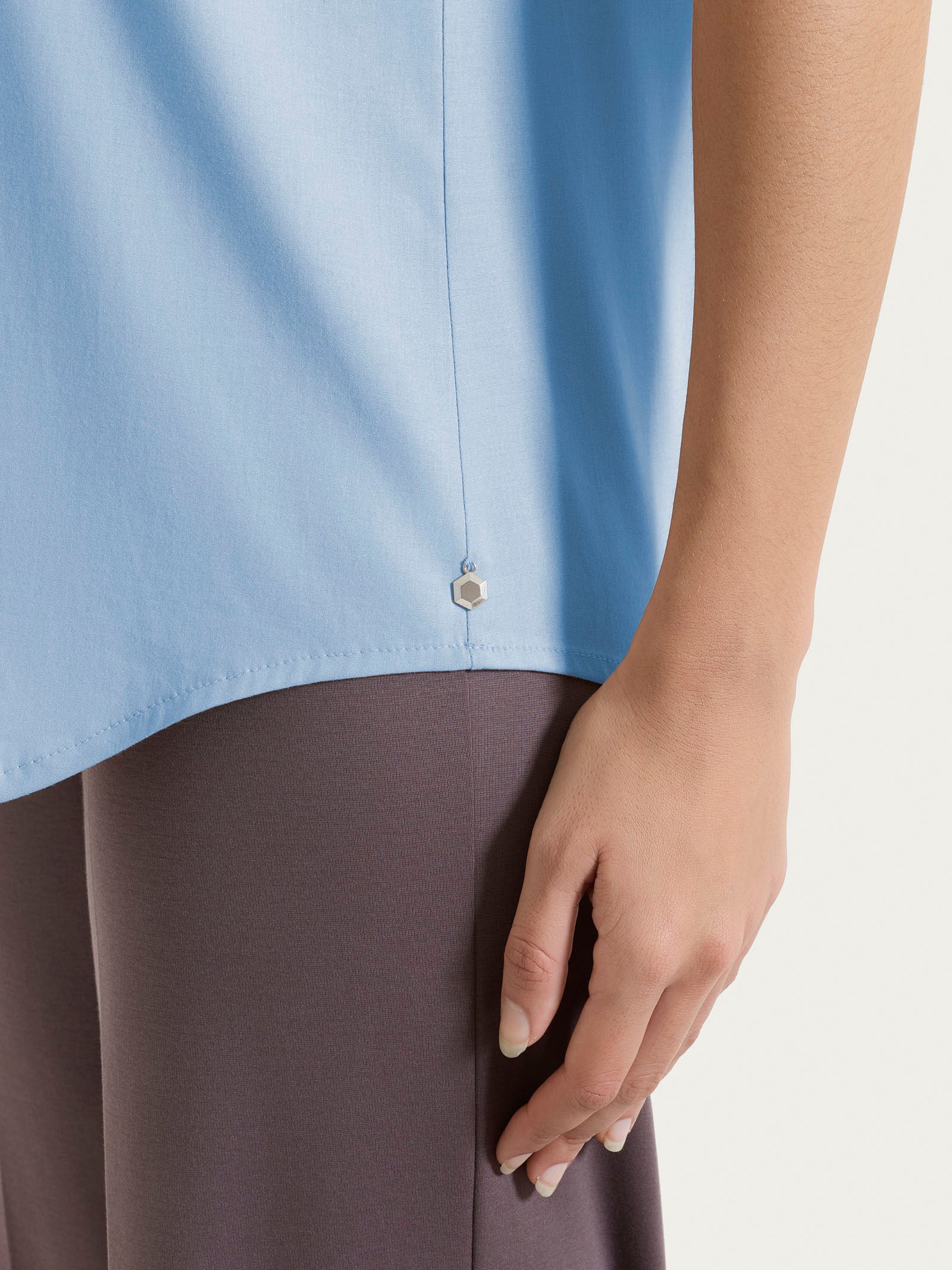 Ragno Voile Stretch top spalla larga azzurro Dusty Blue