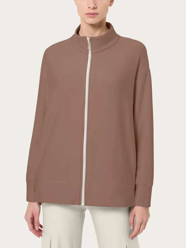 Ragno Eco Techno Fleece felpa zip donna Pine Bark viscosa